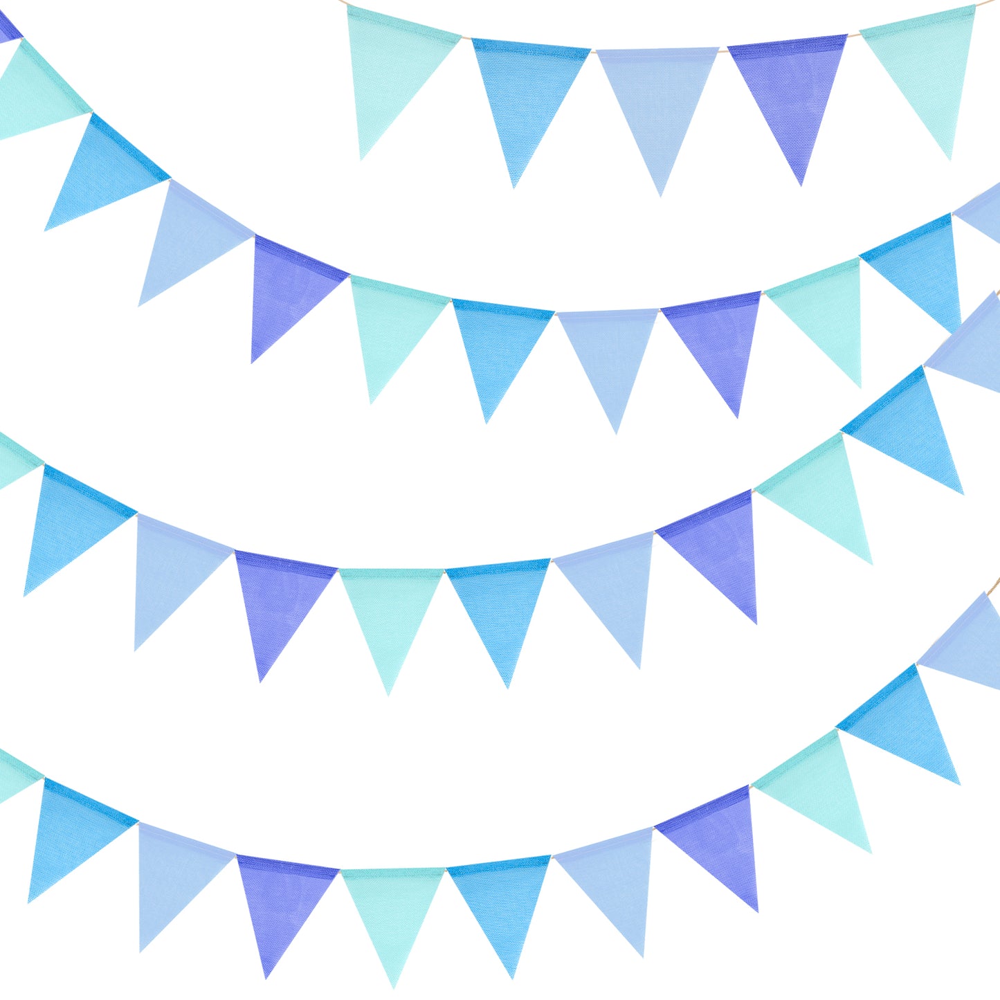 G2PLUS Pre-Strung Burlap Pennant Banner, 39Ft Blue Triangle Flag Bunting, 36pcs Pennant Banner Flags Garland for Birthday, Holidays and Theme Party Decorations