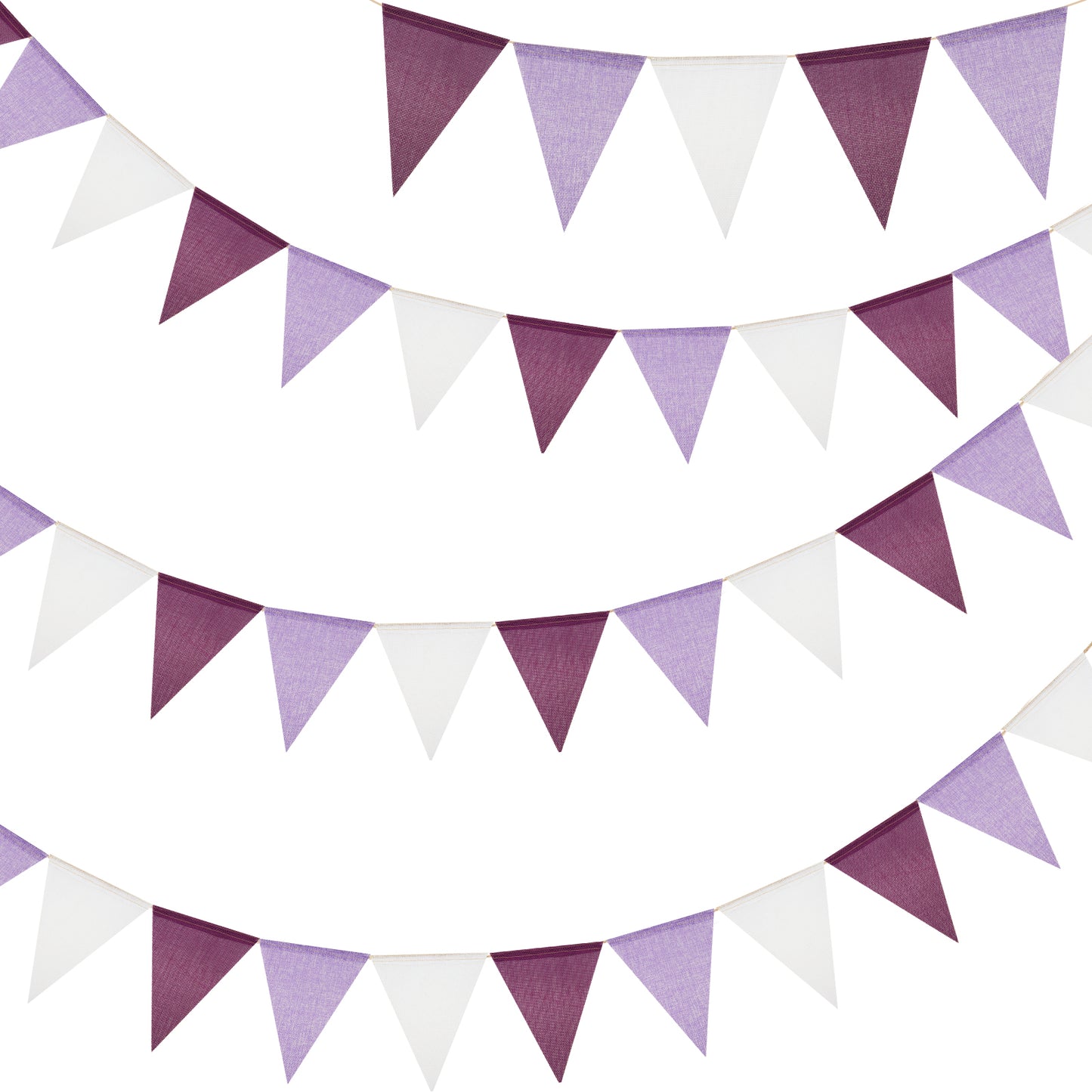 G2PLUS Pre-Strung Burlap Pennant Banners, 39Ft Purple Fabric Triangle Flag Bunting, 36Pcs Pennant Banner Flags Garland for Birthday, Wedding, Baby Shower and Theme Party Decorations