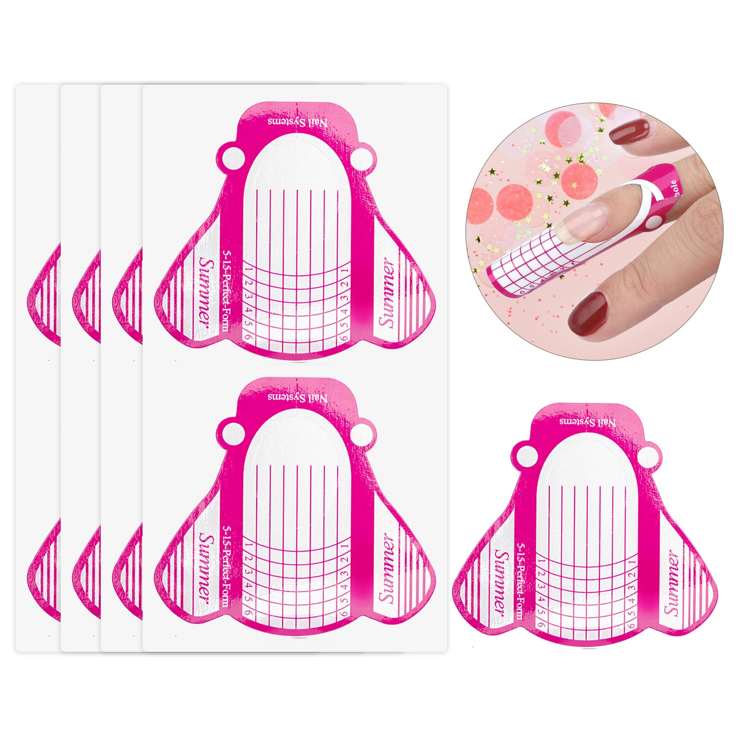 G2PLUS Paper Nail Forms for Gel Builder - 100PCS Rose Nail Extension Form Stickers - Large Adhesive Nail Builder Forms - Nail Paper Forms for Gel Nails Extension