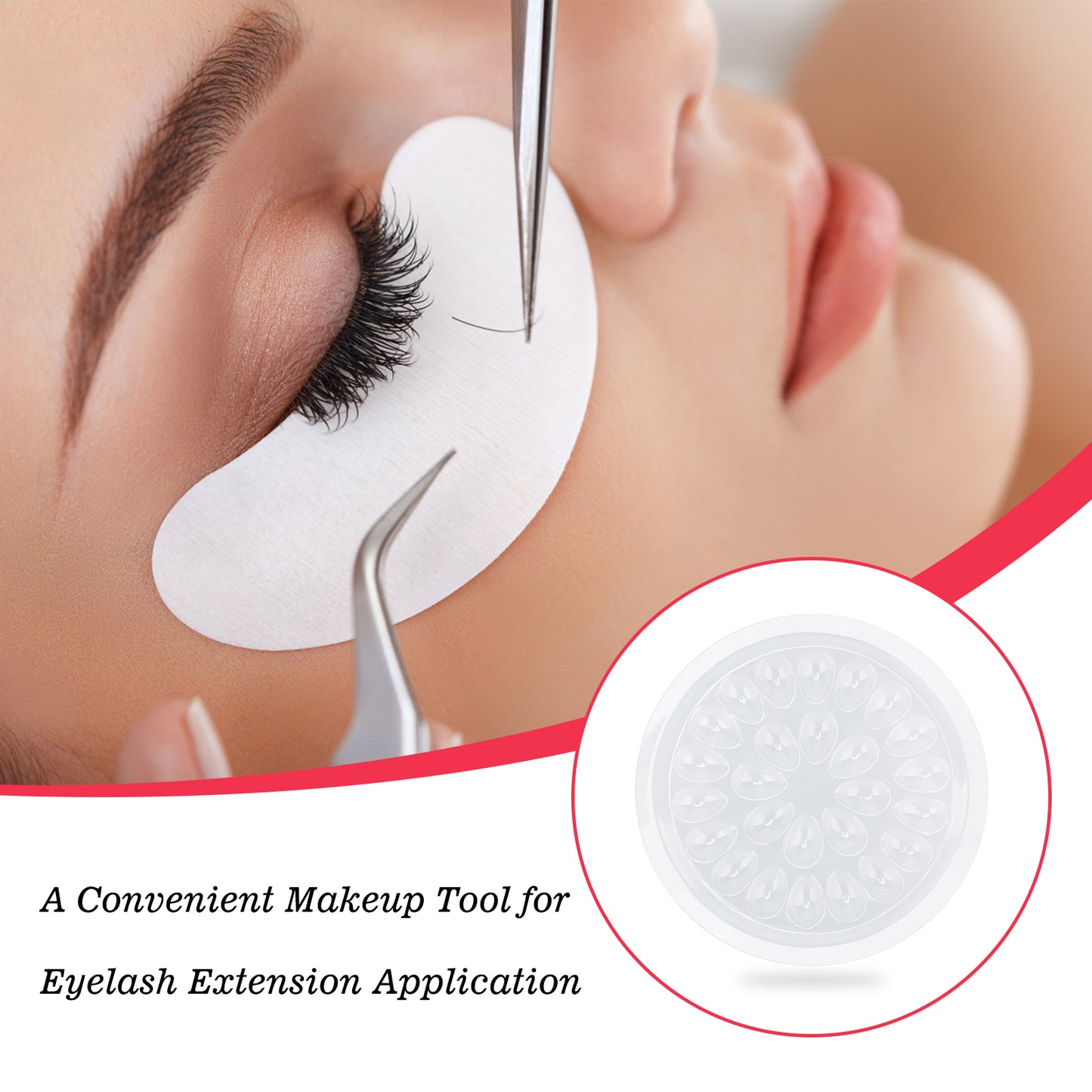 G2PLUS False Eyelashes Glue Holders, 100 PCS Disposable Eyelash Glue Holder Plastic Glue Pallet Pad for Eyelash Extensions (Transparent)