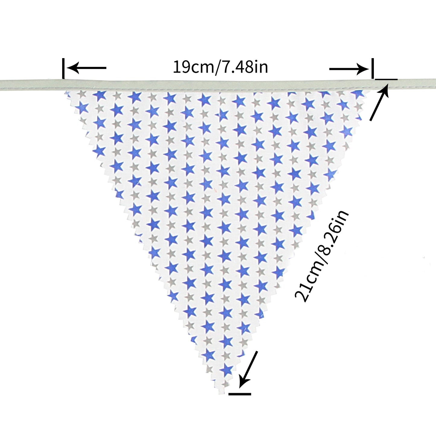 G2PLUS 39Ft Triangle Bunting Banner, 42pcs Cotton Pennant Banner, Grey Blue Reusable Floral Triangle Flags Party Decoration for Birthday, Wedding, Baby Shower, Room Decor