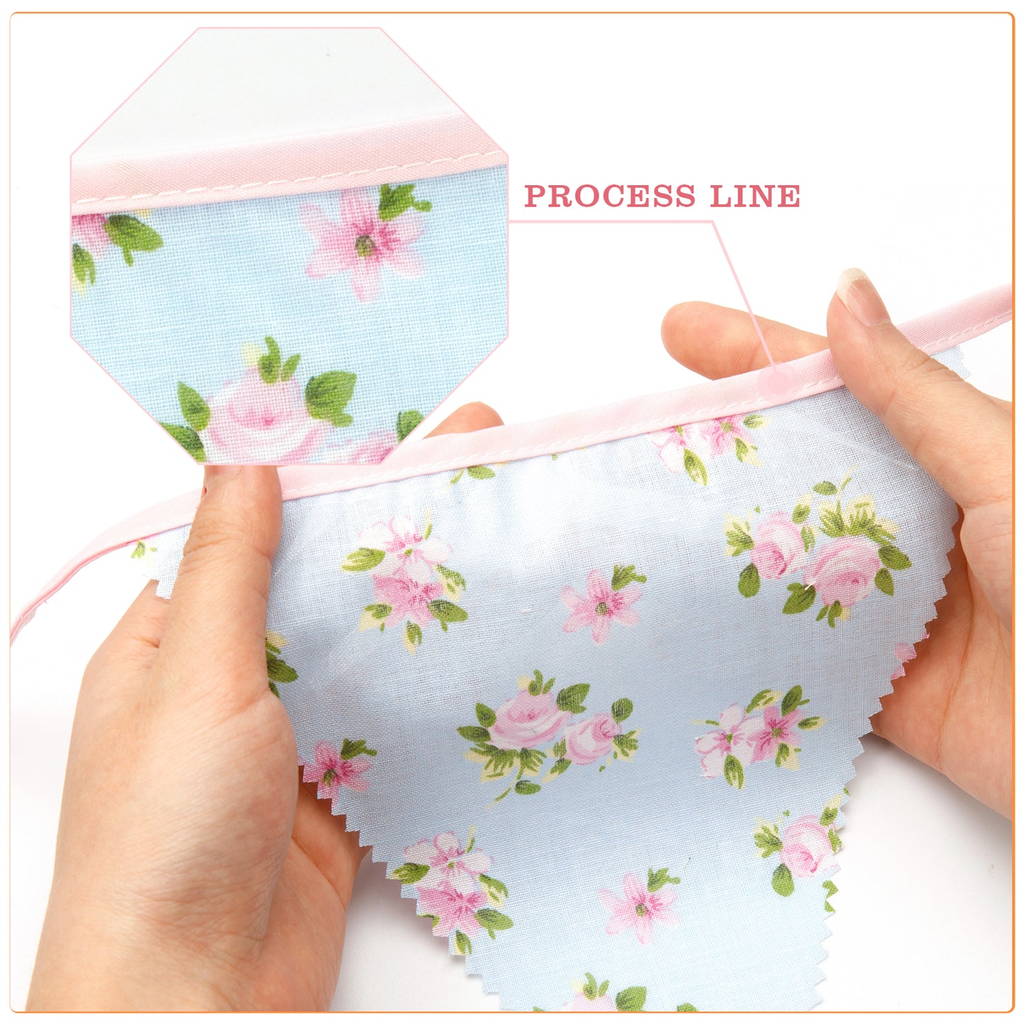 G2PLUS 39Ft Triangle Bunting Banner, 42pcs Cotton Pennant Banner, Reusable Pink Green Fabric Triangle Flags Party Decoration for Birthday, Wedding, Baby Shower, Room Decor