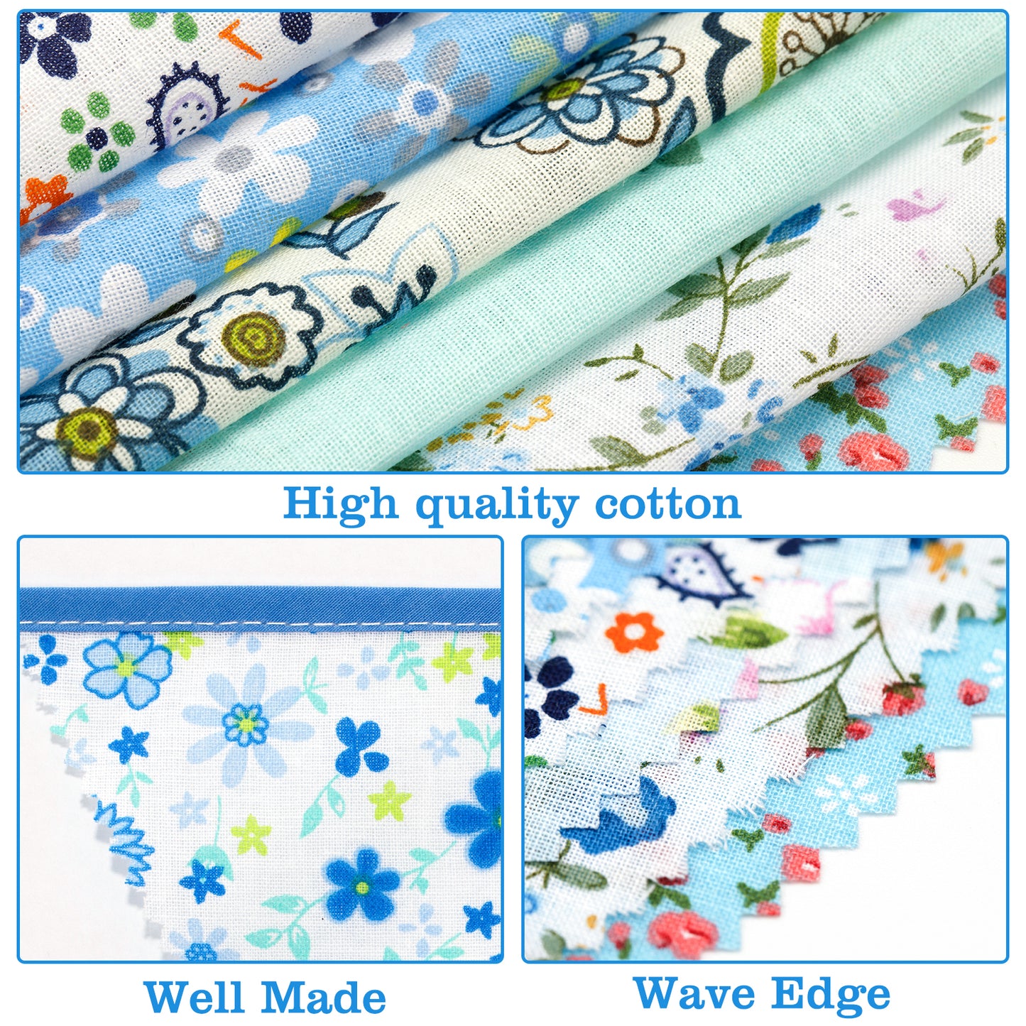 G2PLUS Blue Triangle Bunting Banner, 39Ft Cotton Pennant Banner, 42pcs Reusable Floral Triangle Flags Party Decoration for Birthday, Wedding, Baby Shower, Room Decor