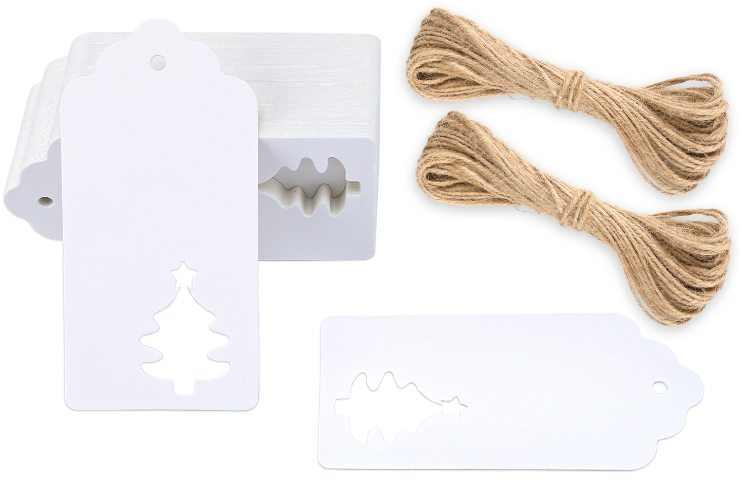 G2PLUS White Gift Tags with Heart, 50PCS Blank Paper Tags with String, Gift Tags for Valentine's Day4.5x9.5CM Large Gift Labels for Wedding Favors, Craft Paper Tags for Presents, 300g/m²