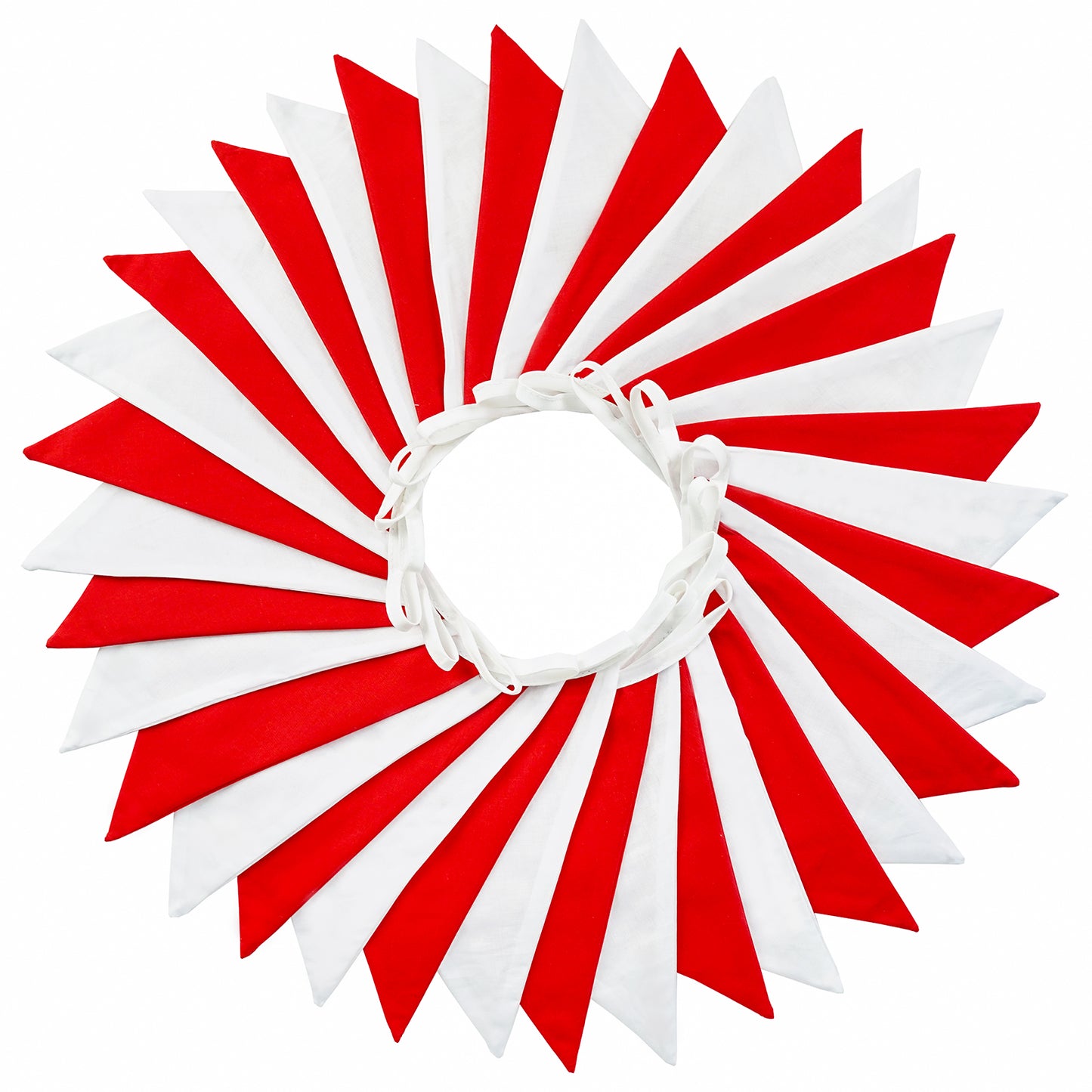 G2PLUS 36PCS Red and White Fabric Bunting, Two Layer 10M Lovely Triangle Banner Garlands, 17X19CM Double Side Large Cotton Pennants for Wedding Birthday Parties Ceremonies Bedrooms