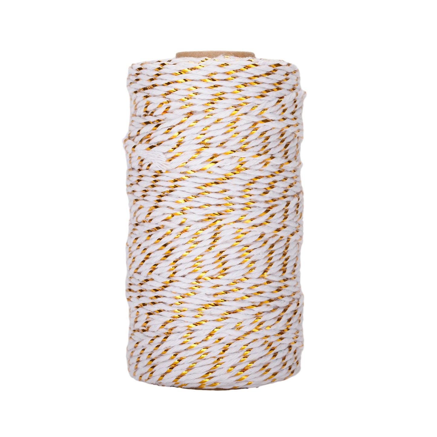G2PLUS Christmas String for Gift Wrapping, White Cotton Twine with Gold String, 2MM Glitter Gift Wrapping String, 100M Christmas Decorative Bakers Twine for Christmas DIY Gift Decorations