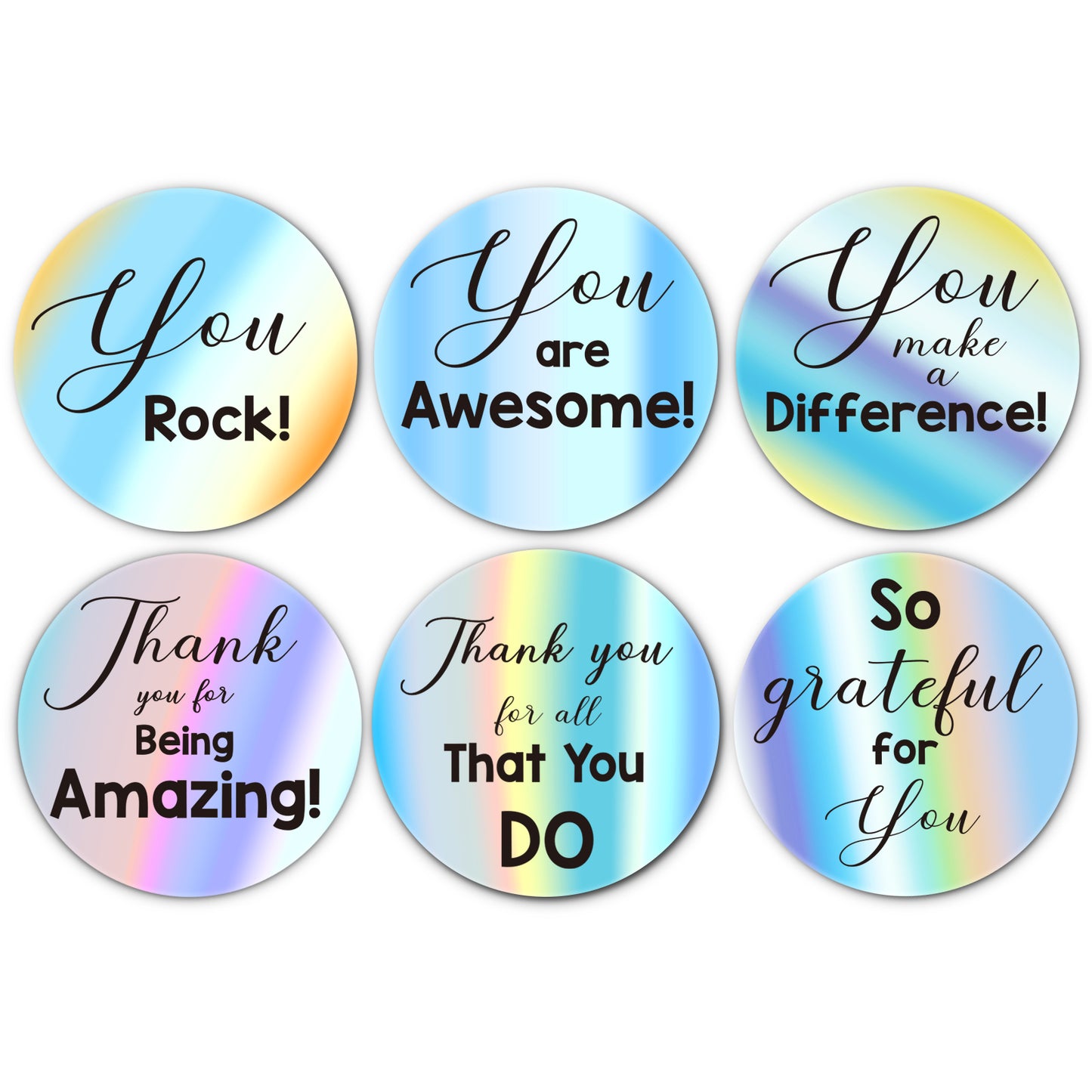 G2PLUS Appreciation Thank You Stickers, 120PCS Holographic Silver Thank You Stickers, You are Awesome Stickers, 2'' Kudos Stickers for Students Volunteers Employees Nurses (6 Difference Designs)