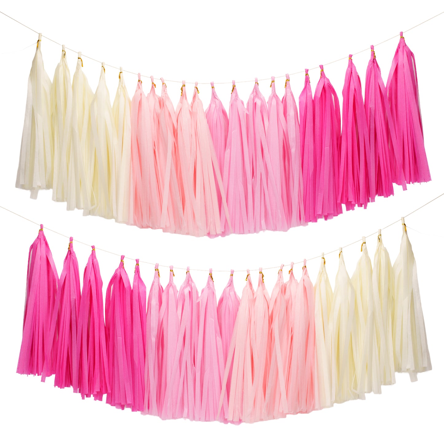 G2PLUS Pastel Pink Tissue Tassels Garland, 20PCS Tissue Tassels Banner for Valentine’s Day Party, Reusable Party Decor Garland for Bride Shower Party, Girl's Birhtday Party, Baby Shower