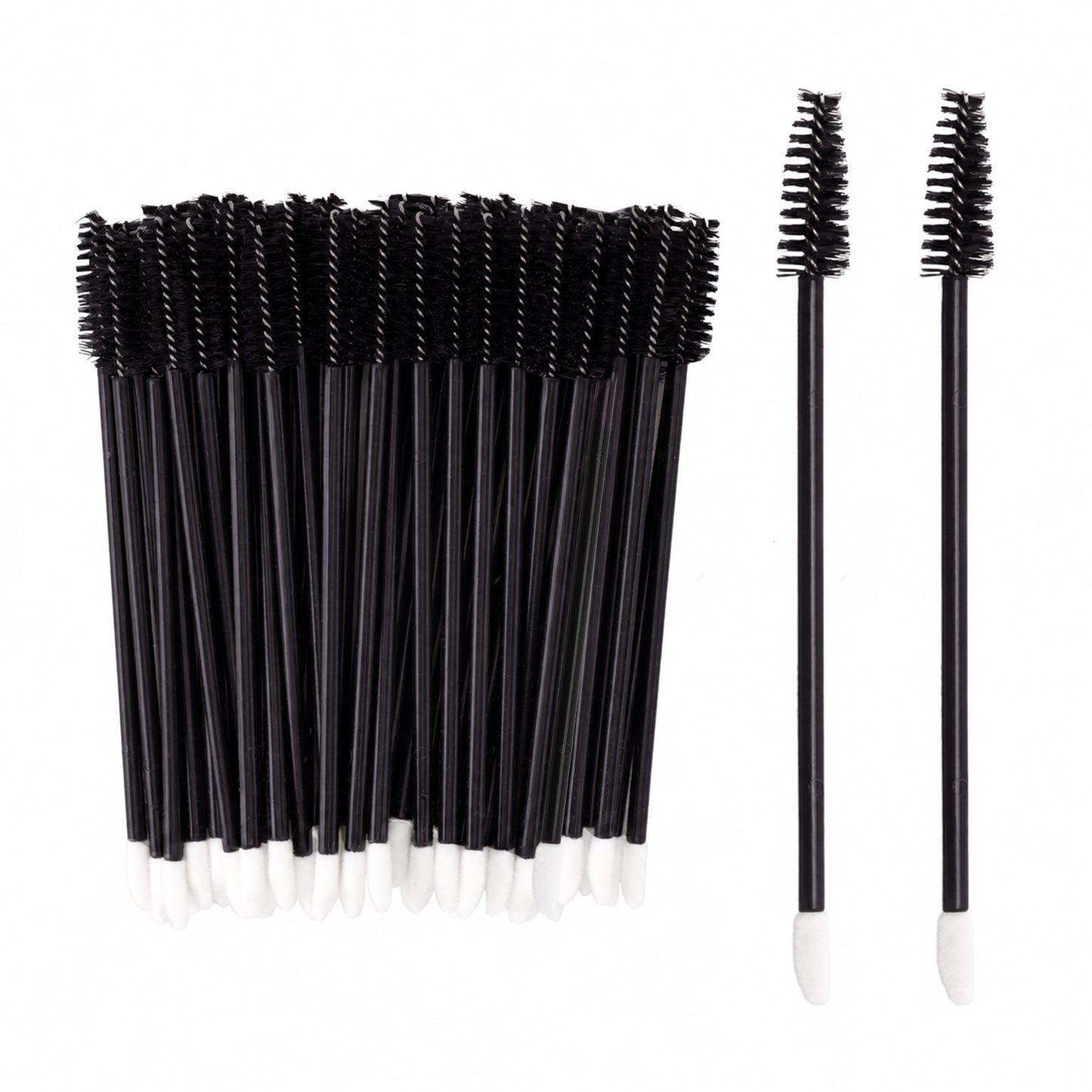 G2PLUS 100pcs Eyelash Brush and Lip Brush, Black Dual Ended Mascara Wands, Disposable Makeup Brushes for Eyelash Extension, Eyebrow, Lip Gloss, Salon and Travel Use