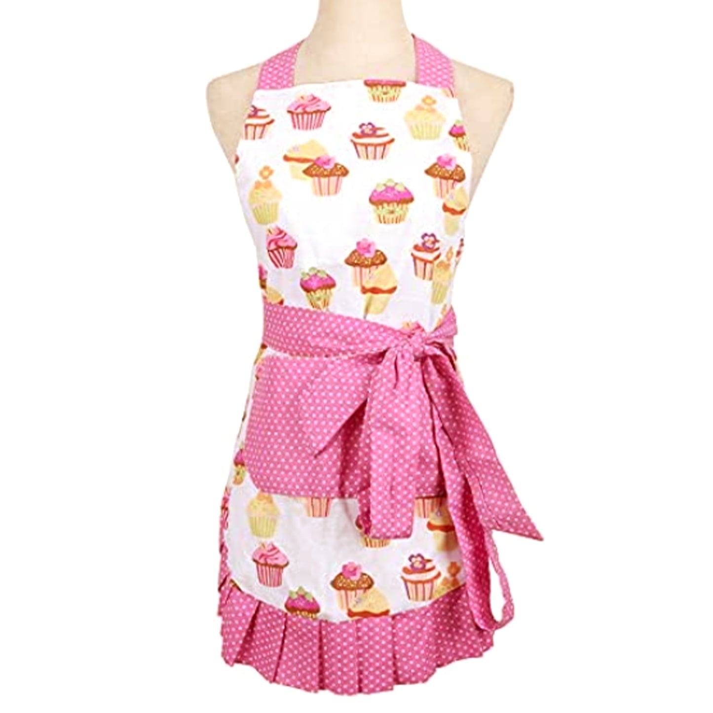 G2PLUS Lovely Women's Cooking Apron, Cooking Aprons for Women, Cake Kitchen Aprons with Pocket, Large Cotton Baking Aprons for Mom Wife Girls