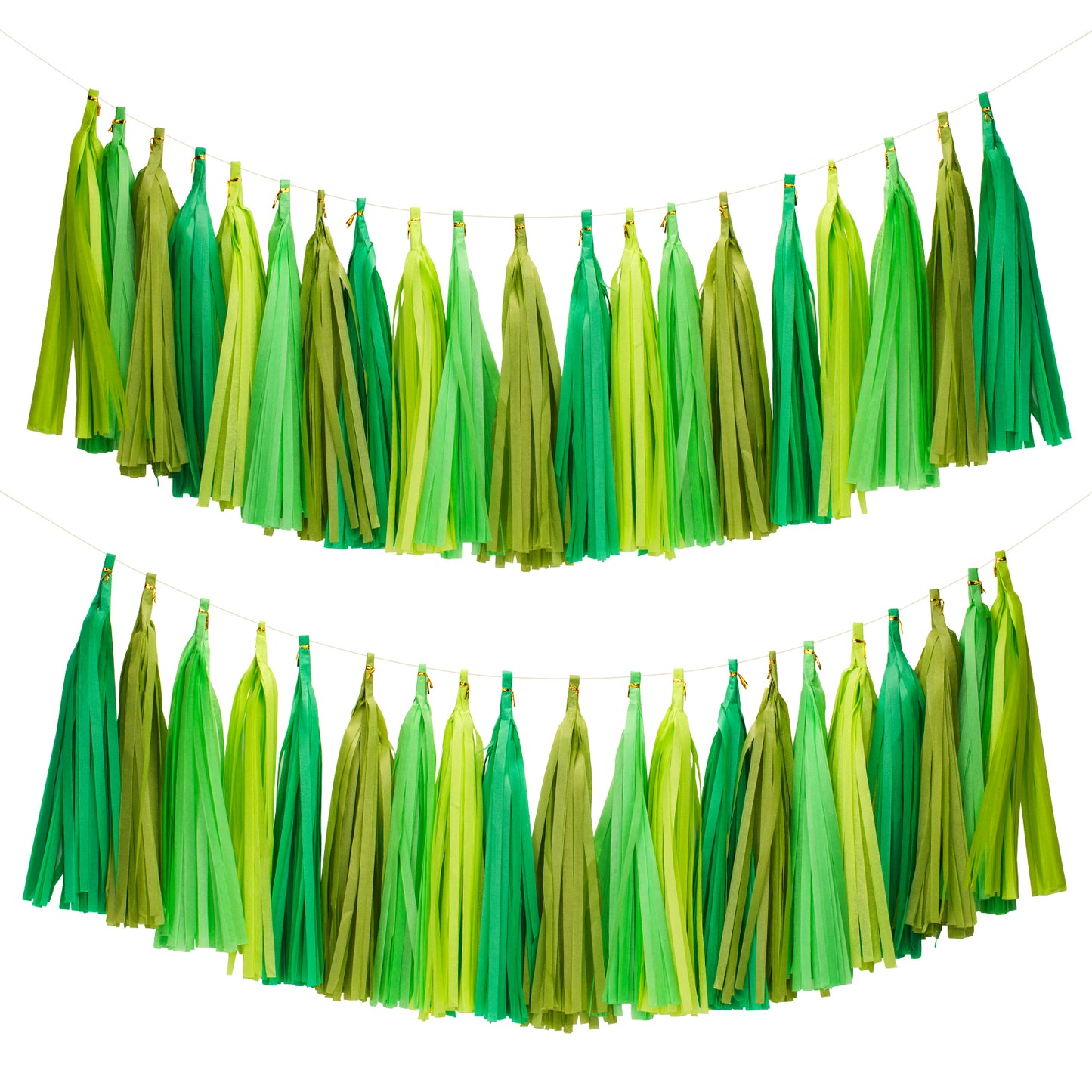 G2PLUS Green Tissue Tassels Garland, 20PCS Tissue Tassels Banner for St. Patrick's Day, Reusable Party Decor Garland for Spring Party, Birhtday Party, Baby Shower