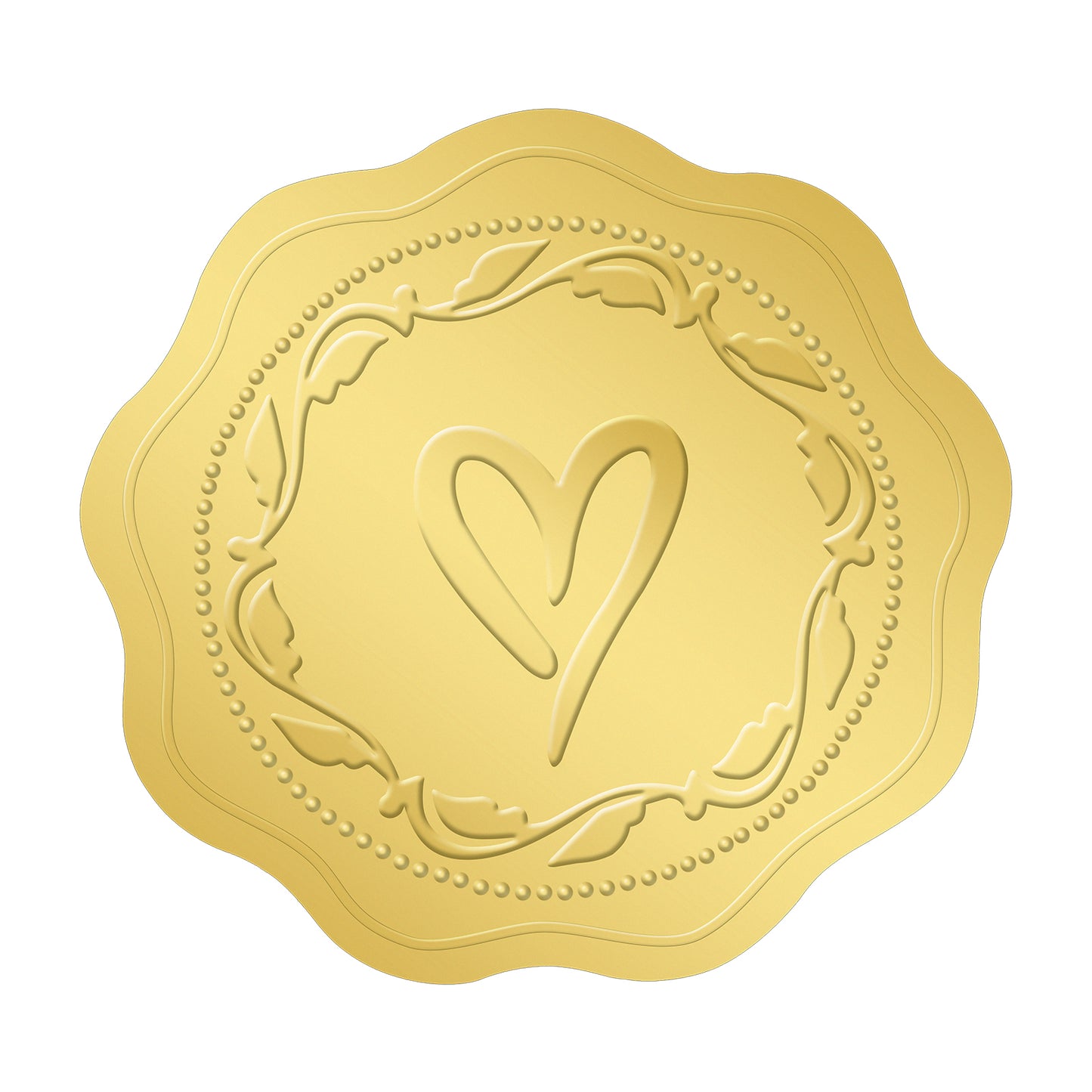 G2PLUS 300PCS Embossed Gold Foil Stickers, Gold Heart Envelope Seals Stickers, Gold Embossed Wax Seal Looking Heart Envelope Seals, Gold Heart and Garland Stickers for Wedding, Birthday Party Favors