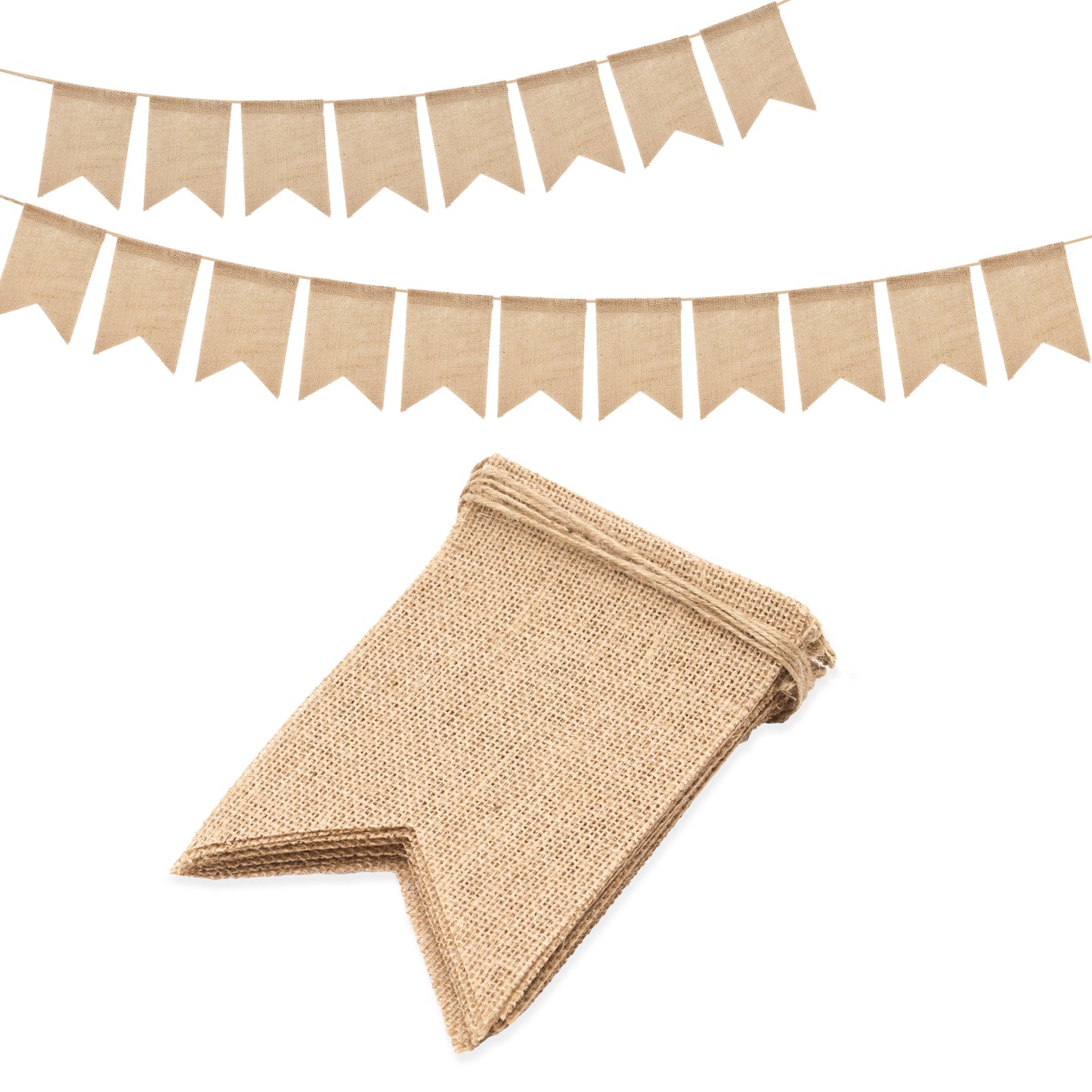 G2PLUS Hessian Bunting Banner, 15PCS DIY Blank Burlap Bunting Garland - Natural Rustic Linen Bunting - 13x18CM Hessian Garlands for Rustic Wedding Birthday Party Baby Shower Decoration