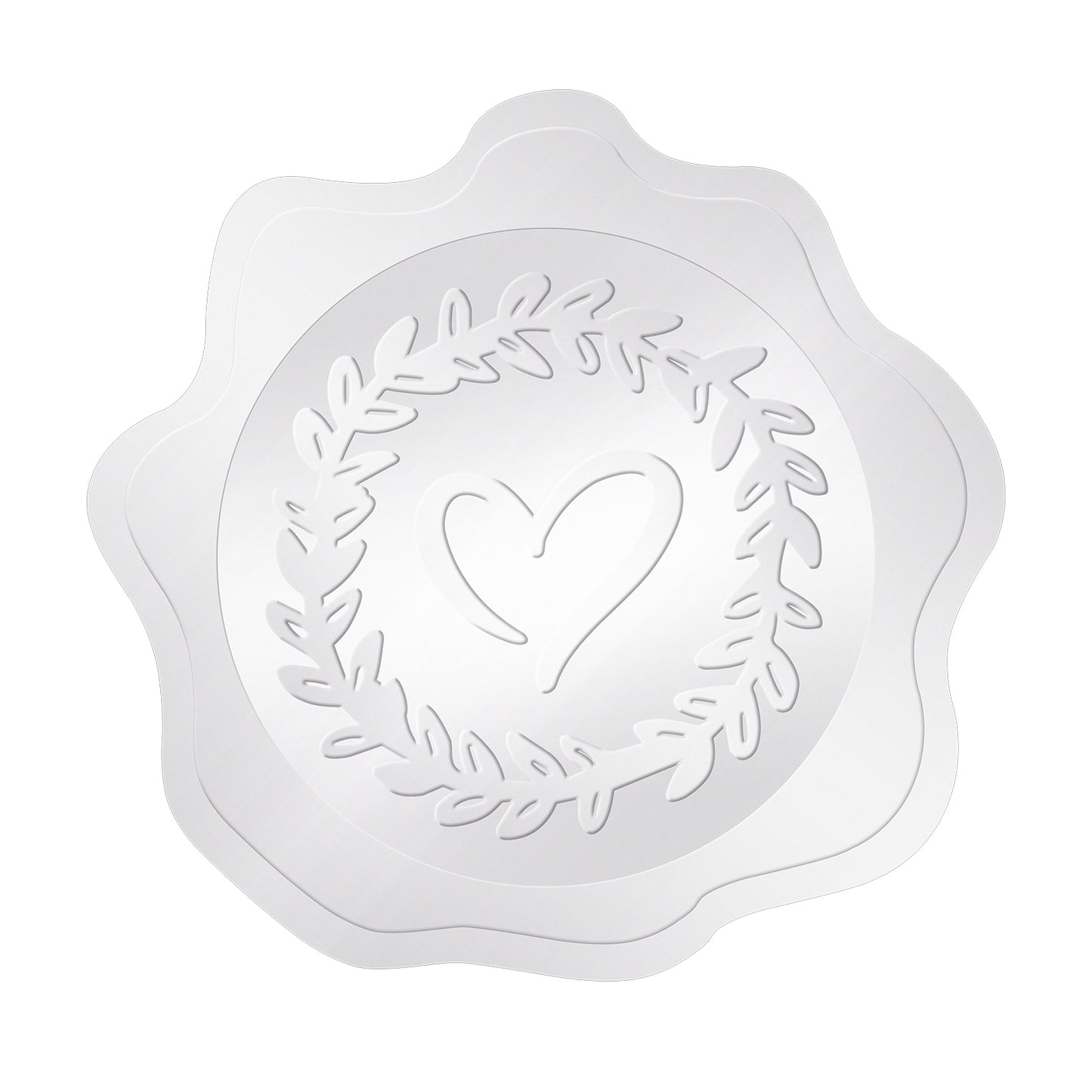 G2PLUS 300PCS Silver Embossed Stickers, Heart Envelope Seals Stickers, Silver Embossed Wax Seal Looking Heart Envelope Seals, Silver Foil Heart and Garland Stickers for Wedding, Birthday Party Favors