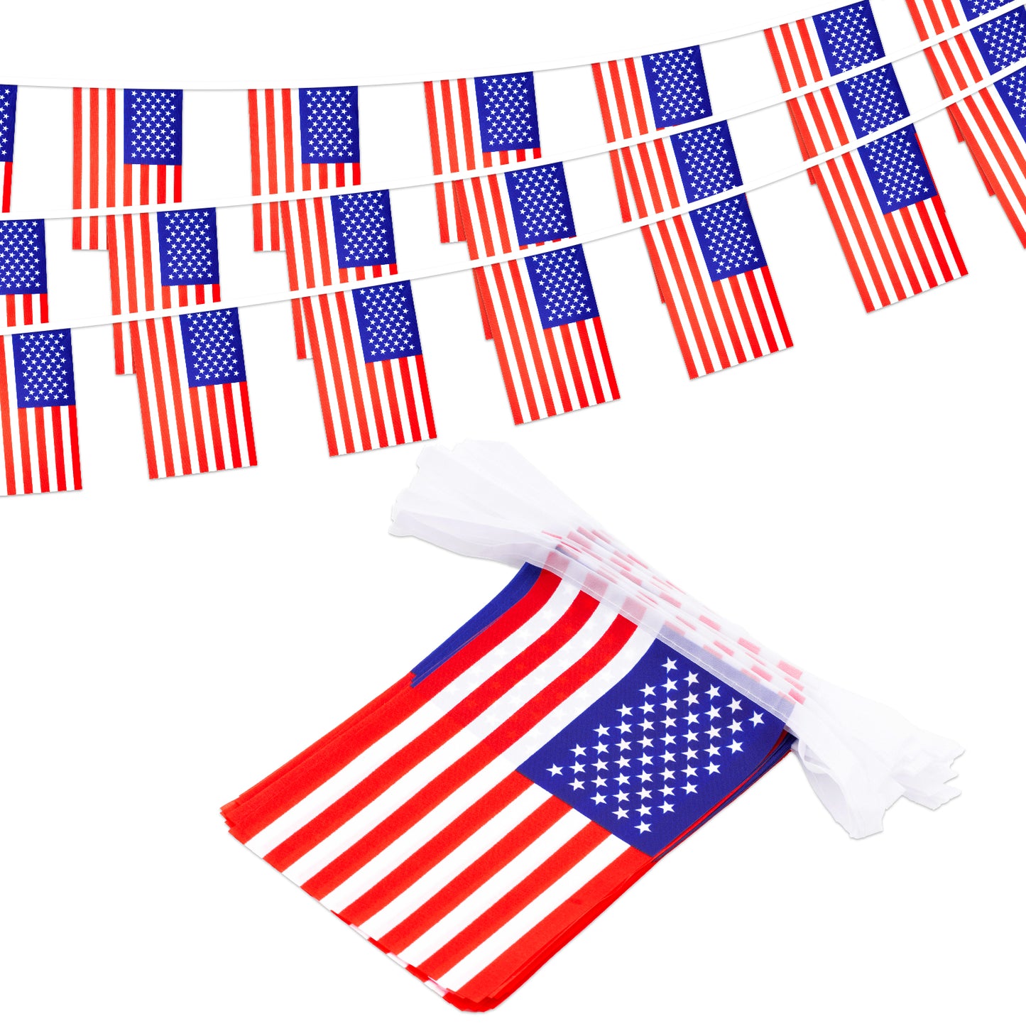 G2PLUS American Flags Banner, 36 Feet USA String Pennant Flag, 4th of July Pennant Banner Bunting for Patriotic Events, Classroom, Bars, Sports, Independence Day Indoor Outdoor Decoration