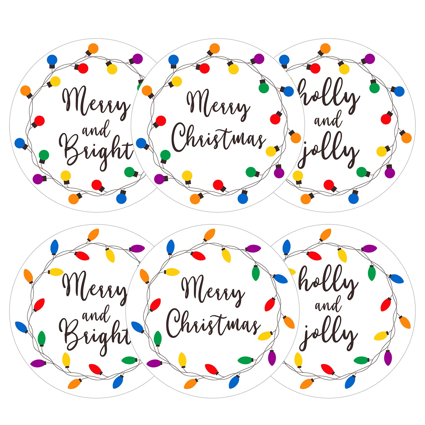 G2PLUS Merry Christmas Labels Stickers, 120PCS Sticky Christmas Labels for Presents, Round Self Adhesive Christmas Sticky Labels for Xmas Gift, 5CM Lights Present Stickers for Christmas Decoration