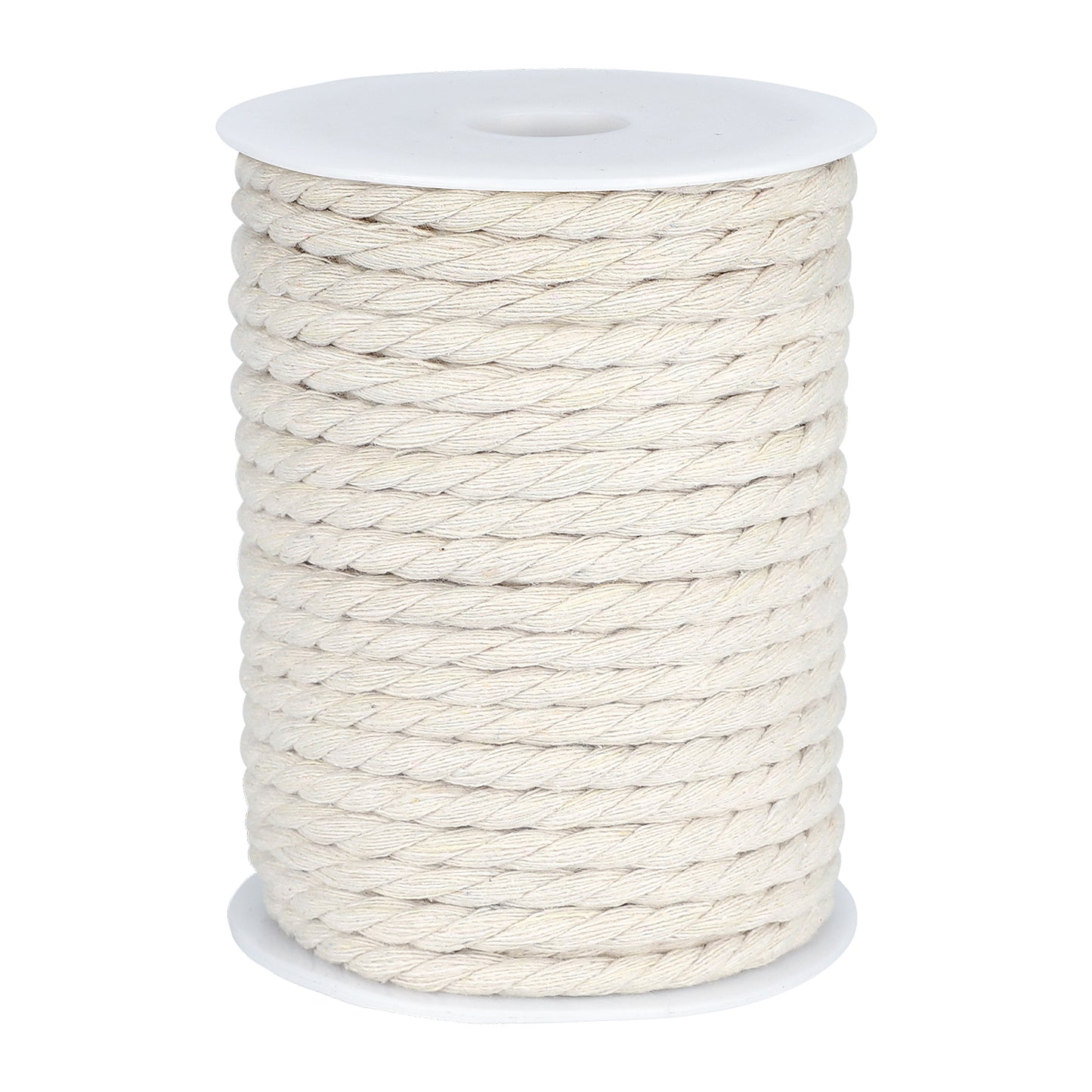 G2PLUS 6MM Cotton Macrame Cord, 30M Thick Macrame Rope, Beige Soft Cotton Rope for Wall Hanging DIY Garden Plant Hangers