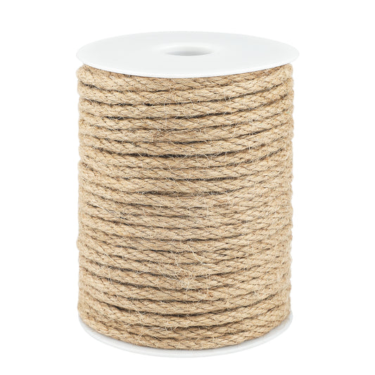 G2PLUS 6MM Thick Jute Hemp Rope, 30M Natural Jute String Twine, Craft Rope for DIY Cat Scratcher, Gardening Bundling Craft Decoration