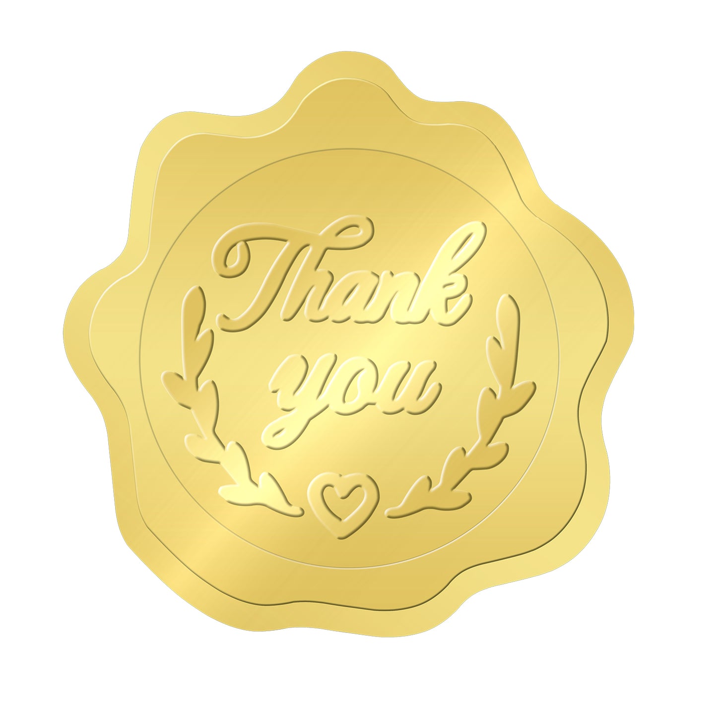 G2PLUS 300PCS Embossed Gold Foil Stickers, Gold Thank You Embossed Stickers, Gold Embossed Wax Seal Looking Heart Envelope Seals, Thank You Stickers for Wedding, Birthday, Baby Shower Party Favors