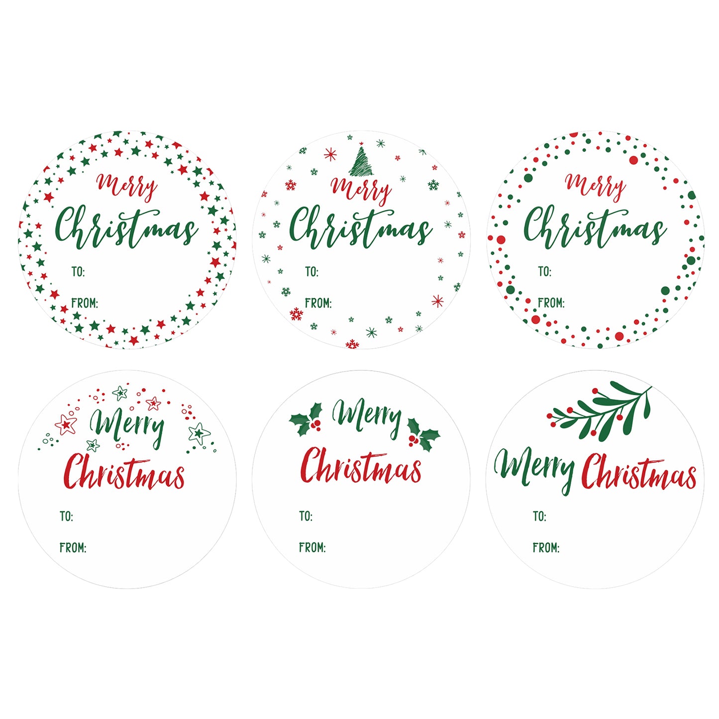 G2PLUS Merry Christmas Labels Stickers, 120PCS Sticky Christmas Labels for Presents, Round Self Adhesive Christmas Sticky Labels for Xmas Gift, 5CM Holly Present Stickers for Christmas Decoration