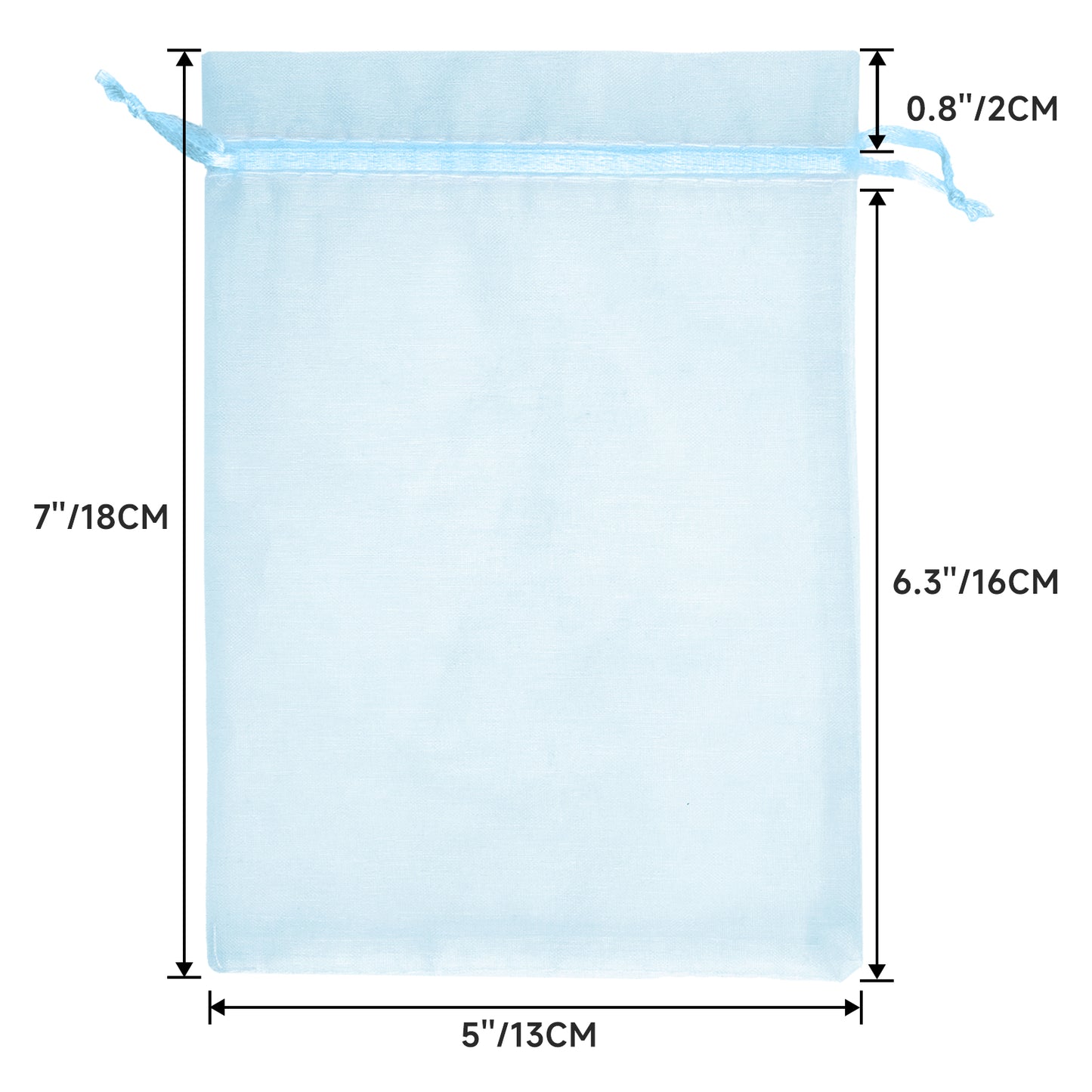 G2PLUS 25PCS Blue Organza Bags 5x7 inches - Sheer Mesh Jewelry Pouches, Baby Blue Organza Gift Bags with Drawstring for Candy, Jewelry, Wedding Party Favors