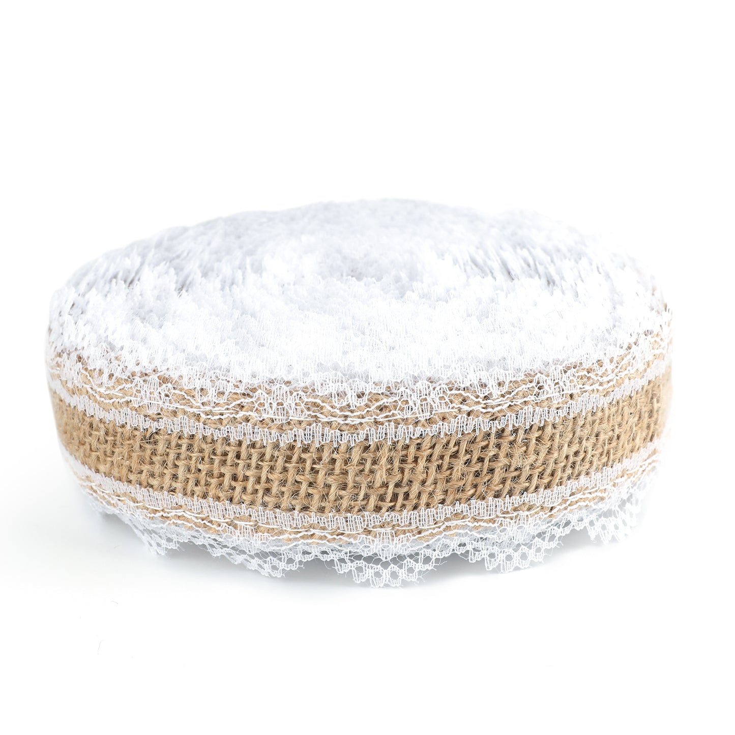 G2PLUS Jute Trim Burlap Ribbon - 10M Hessian Ribbon with Lace - 2.5CM Natural Fringe Tape with Lace for Vintage/Rustic Themed Wedding Craft