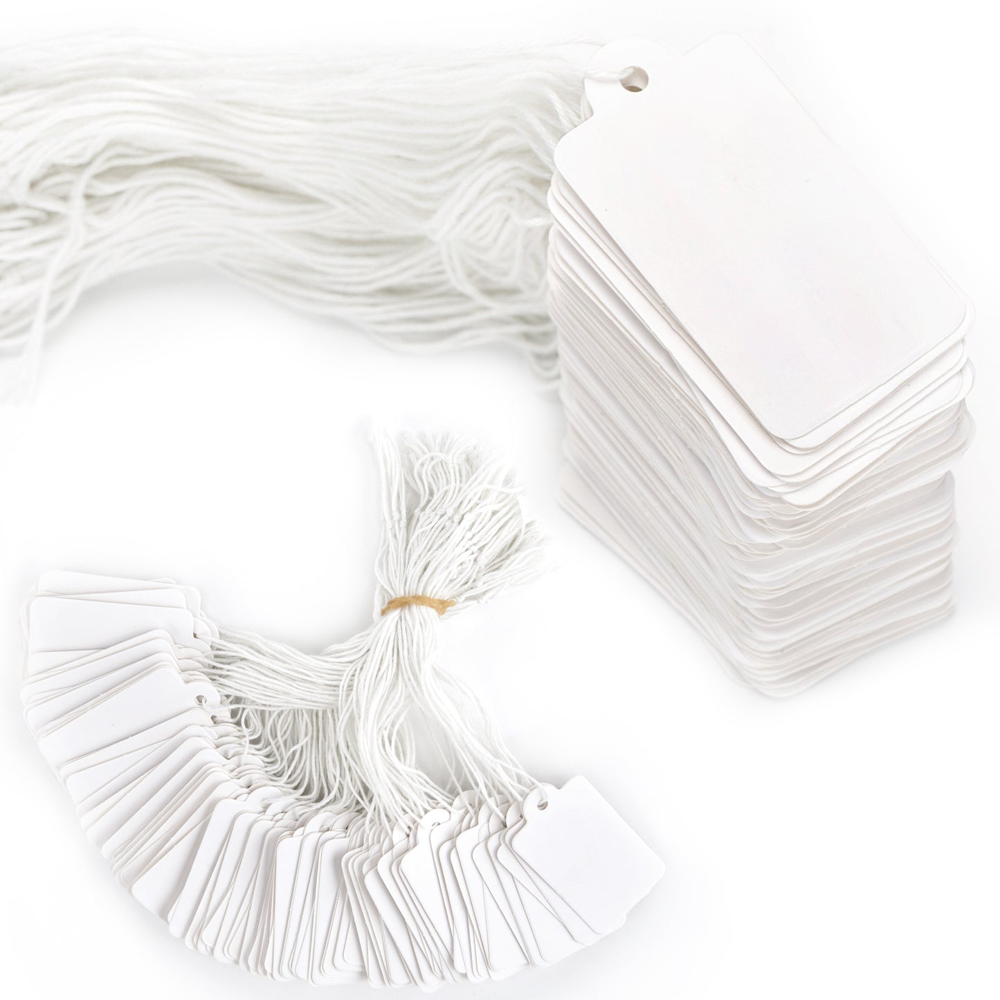G2PLUS 500PCS Mini Strung Price Tags, White String Pricemarker Labels, 25x 45mm Tie on Paper Tags, Jewelry Marking Tags - Blank Gift Marking Labels with String for Jewelry Clothing Display