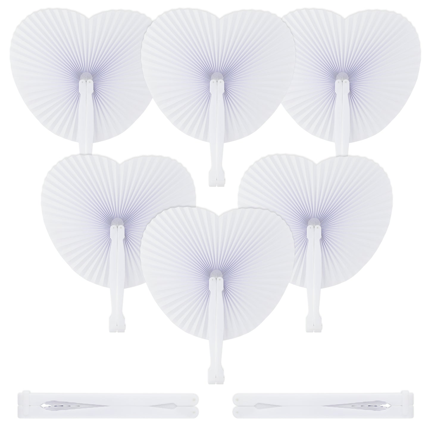 G2PLUS Heart Shaped Paper Fans - 24 Pack Folding Heart Fans for Wedding - White Paper Fans Folding - Handheld Wedding Decorations Fans for Summer Wedding DIY Favours