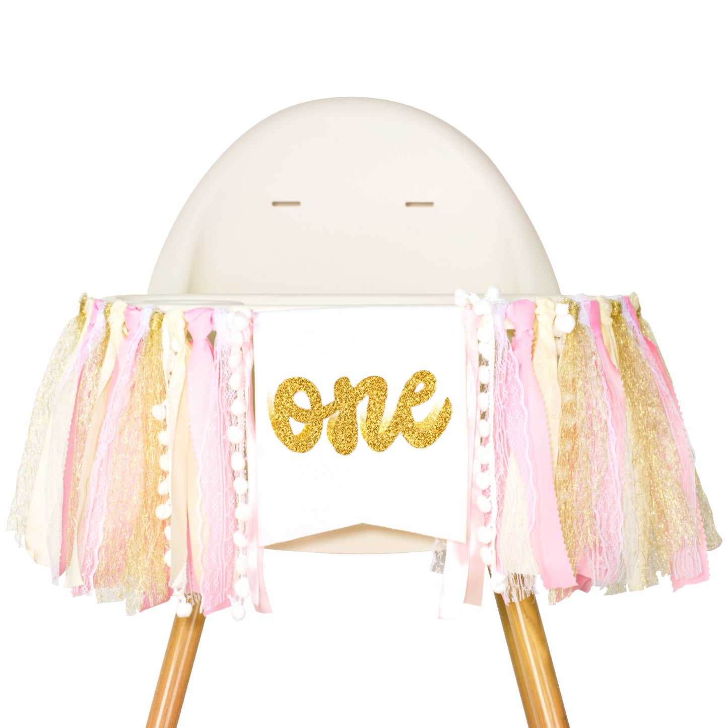 G2PLUS Pink ONE Highchair Banner, 1st Birthday High Chair Banner, Baby Girls One Banner for 1st Birthday, Dining Chair Banner for Baby Girl First Birthday Party, Photo Props, Baby Shower Decoration