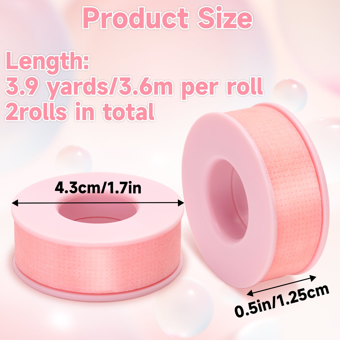 G2PLUS Eyelash Tape, 2 Rolls Silicone Gel Makeup Tape, 1/2'' x 8 Yards Pink Lash Tape, Micropore Eyelash Extension Tape for Lift and Makeup