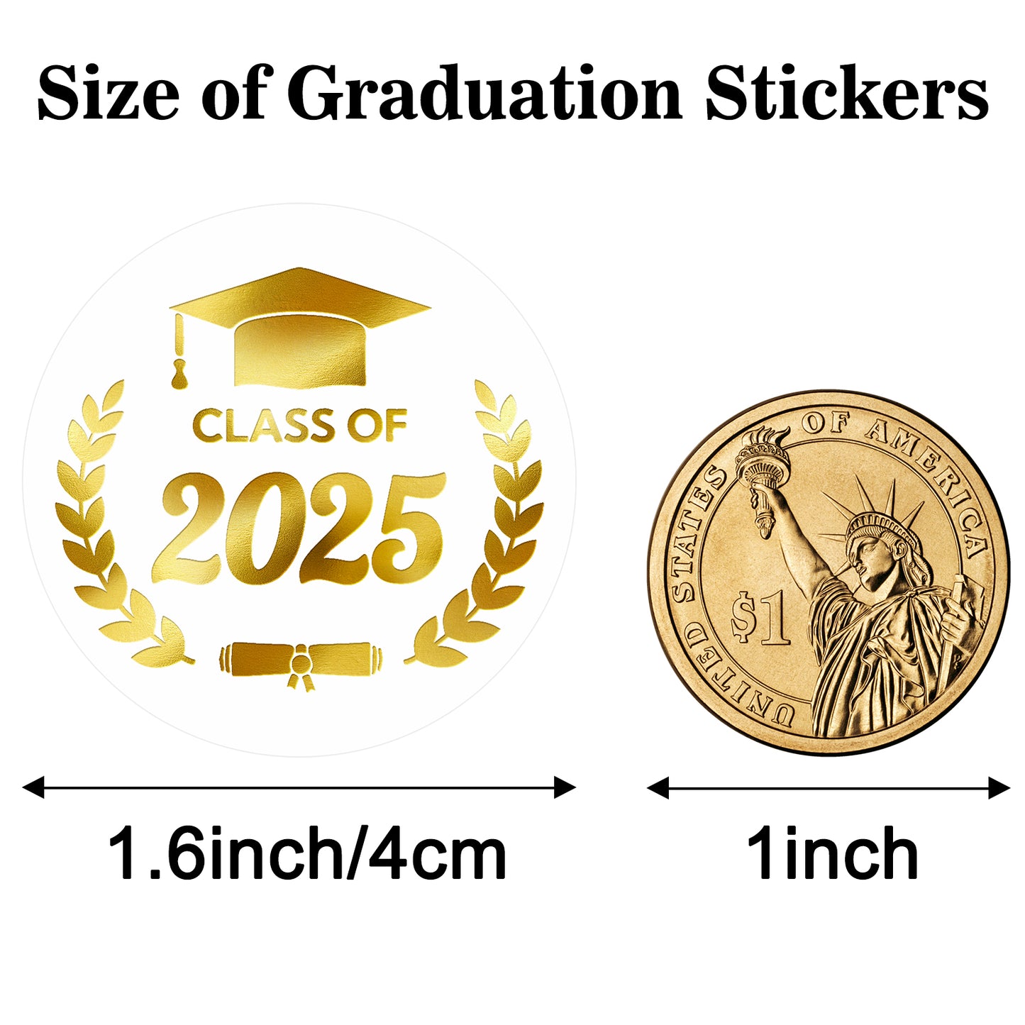 G2PLUS Graduation Stickers, 120PCS Class of 2025 Stickers, 1.6in Gold Foil Graduation Cap Stickers, Transparent Graduation Envelope Seal Sticker for Graduation Invitation and Grad Party Favors