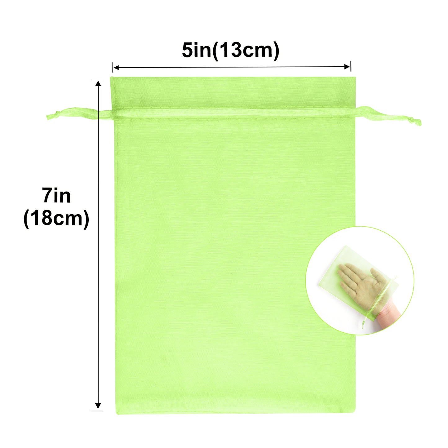 G2PLUS 25PCS Drawsring Organza Bags 5x7 inches - Light Green Organza Gift Bag, Sheer Mesh Pouches for Candy, Jewelry, Fruits, Wedding Party Favors