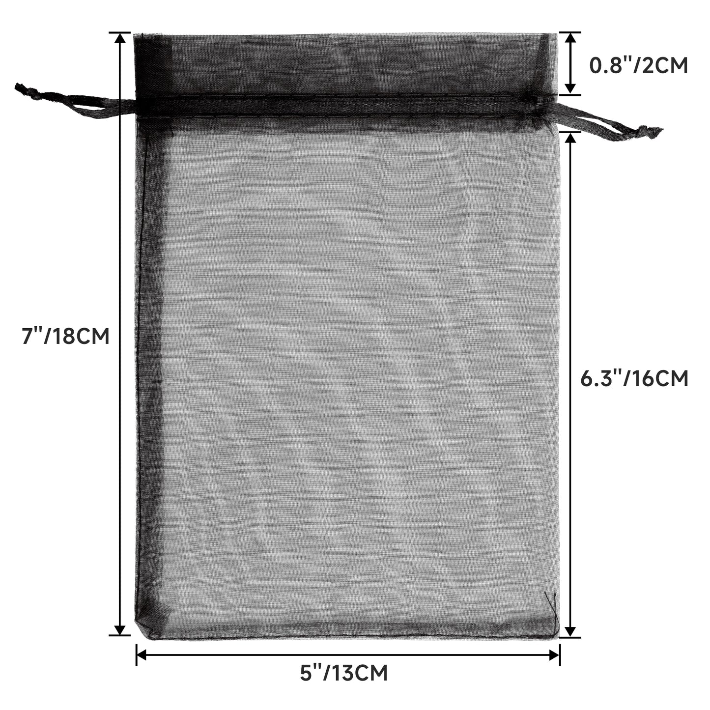 G2PLUS 25PCS Black Organza Bags 5x7 inches - Sheer Mesh Jewelry Pouches, Organza Gift Bags with Drawstring for Candy, Jewelry, Wedding Party Favors