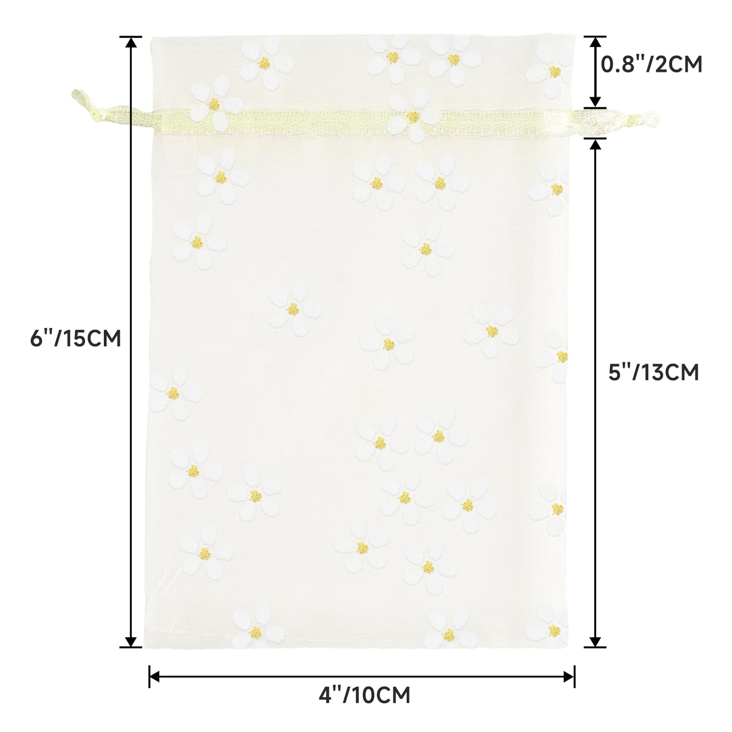 G2PLUS 30Pcs Ivory Organza Bags - 4x6 In Sheer Mesh Jewelry Pouches, Daisy Drawstring Organza Bags for Wedding, Baby Shower, Party Favors, Christmas