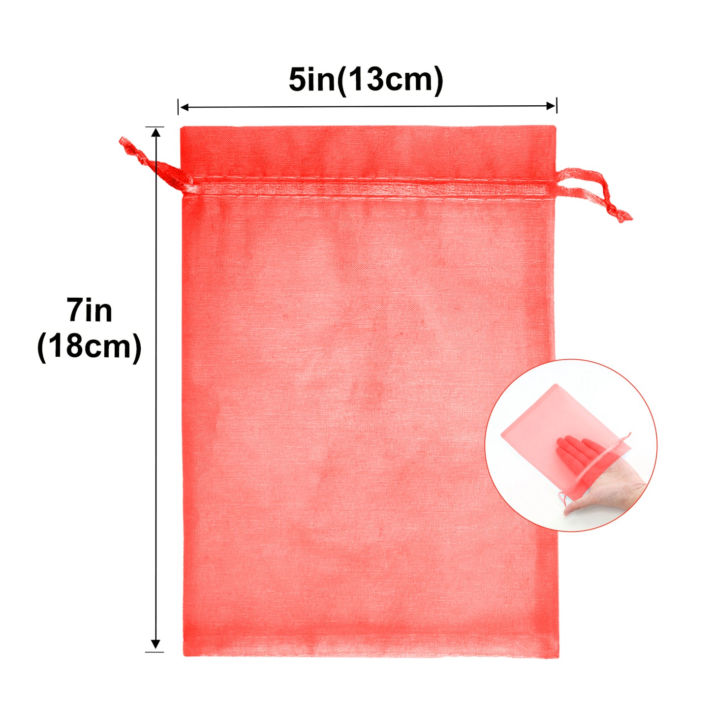 G2PLUS 25PCS Red Drawstring Organza Bags 5x7 inches - Christmas Organza Bags, Candy Gift Wrap Pouches for Christmas, Baby Shower, Wedding Party Favors