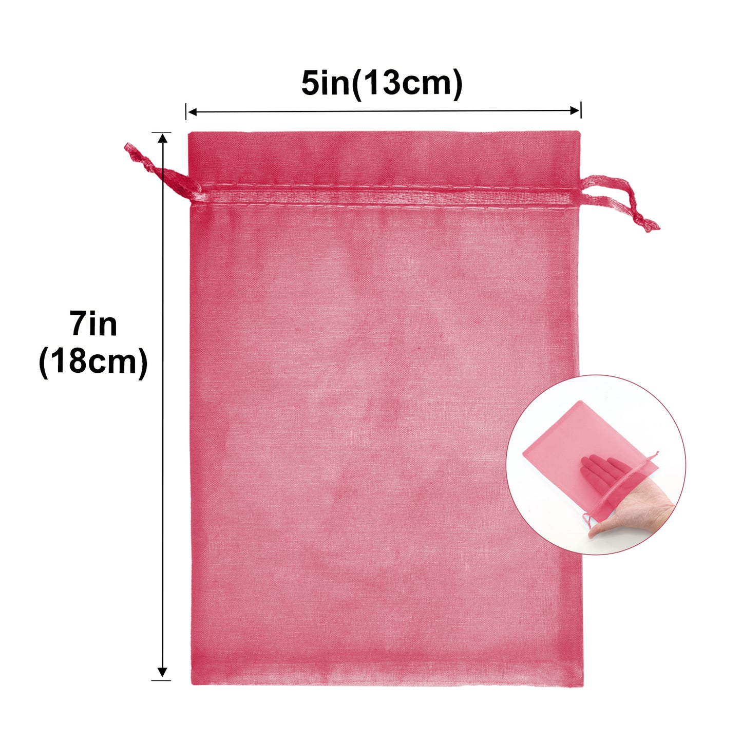 G2PLUS 25PCS Red Organza Gift Bags 5x7 inches - Wine Red Drawstring Organza Bags, Sheer Mesh Pouches for Candy, Jewelry, Christmas, Wedding Party Favors