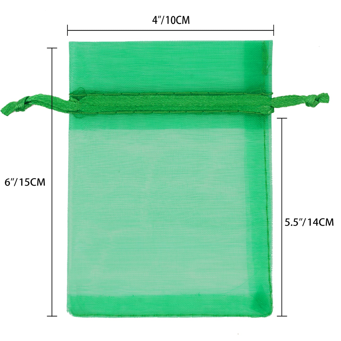 G2PLUS Organza Bags, 100PCS Green Organza Gift Bags, Jewelry Pouches Drawstring Bags 4x6, Sheer Mesh Organza Bags for Candy, Jewelry, Treats, Fruits, Wedding, Christmas Party Favors (Dark Green)
