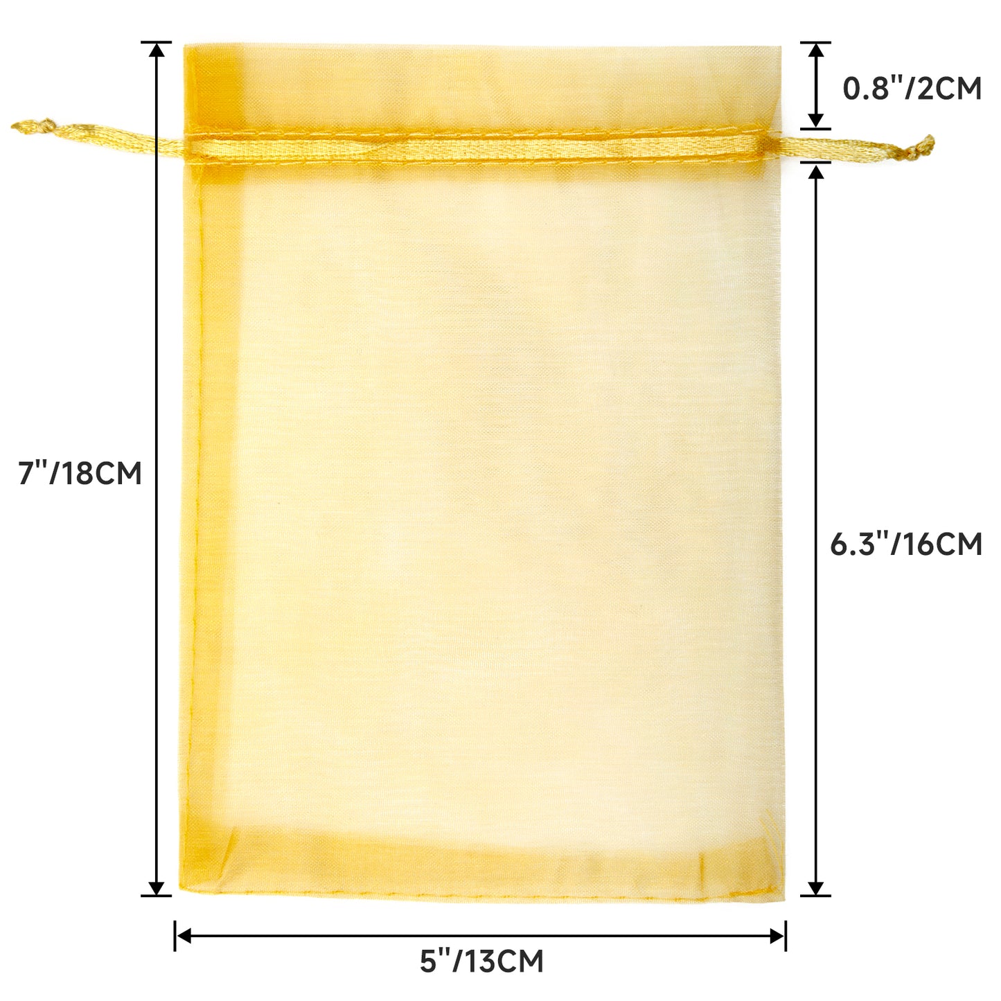 G2PLUS 25PCS Gold Organza Bags 5x7 inches, Sheer Mesh Jewelry Pouches, Organza Gift Bags with Drawstring for Candy, Jewelry, Wedding Party Favors