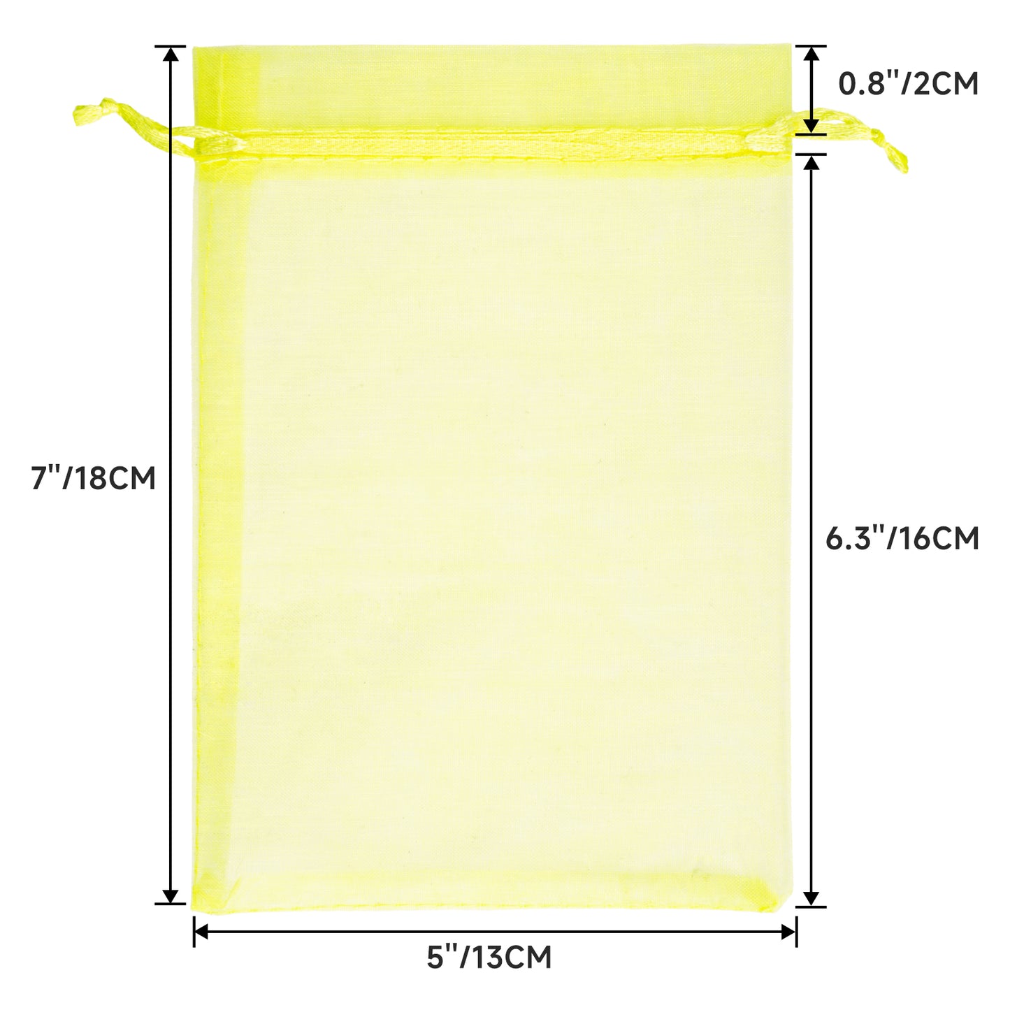 G2PLUS 25PCS Yellow Organza Bags 5x7 inches - Sheer Mesh Jewelry Pouches, Organza Gift Bags with Drawstring for Candy, Jewelry, Wedding Party Favors