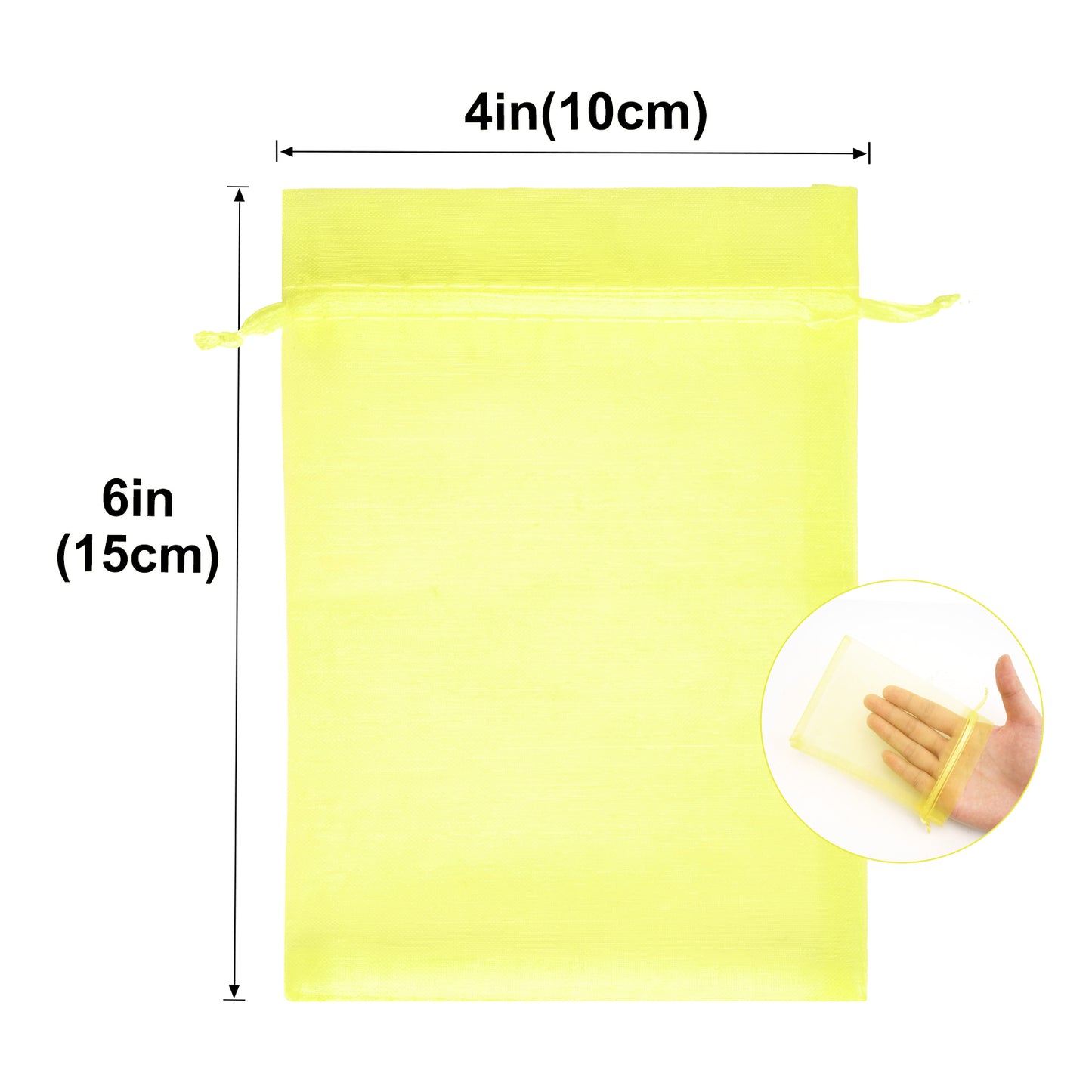 G2PLUS 100PCS Drawstring Organza Bags - Yellow Organza Bags 4x6 In, Sheer Mesh Jewelry Pouches, Candy Gift Wrap Pouch for Christmas, Baby Shower, Birthday, Wedding Party Favors