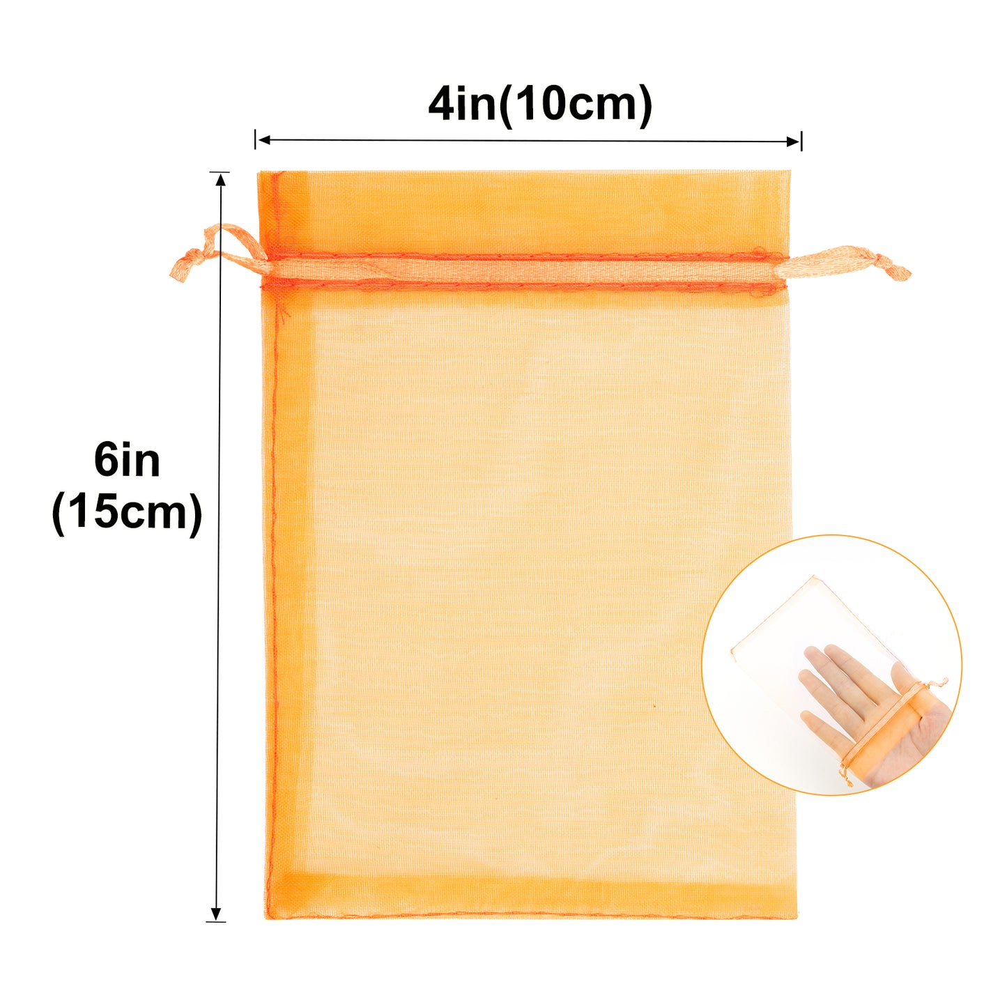 G2PLUS Orange Organza Bags 4x6 In - 100PCS Drawstring Organza Bags, Sheer Mesh Jewelry Pouches, Halloween Goodie Candy Treat Bag for Christmas, Thanksgiving, Wedding Party Favors