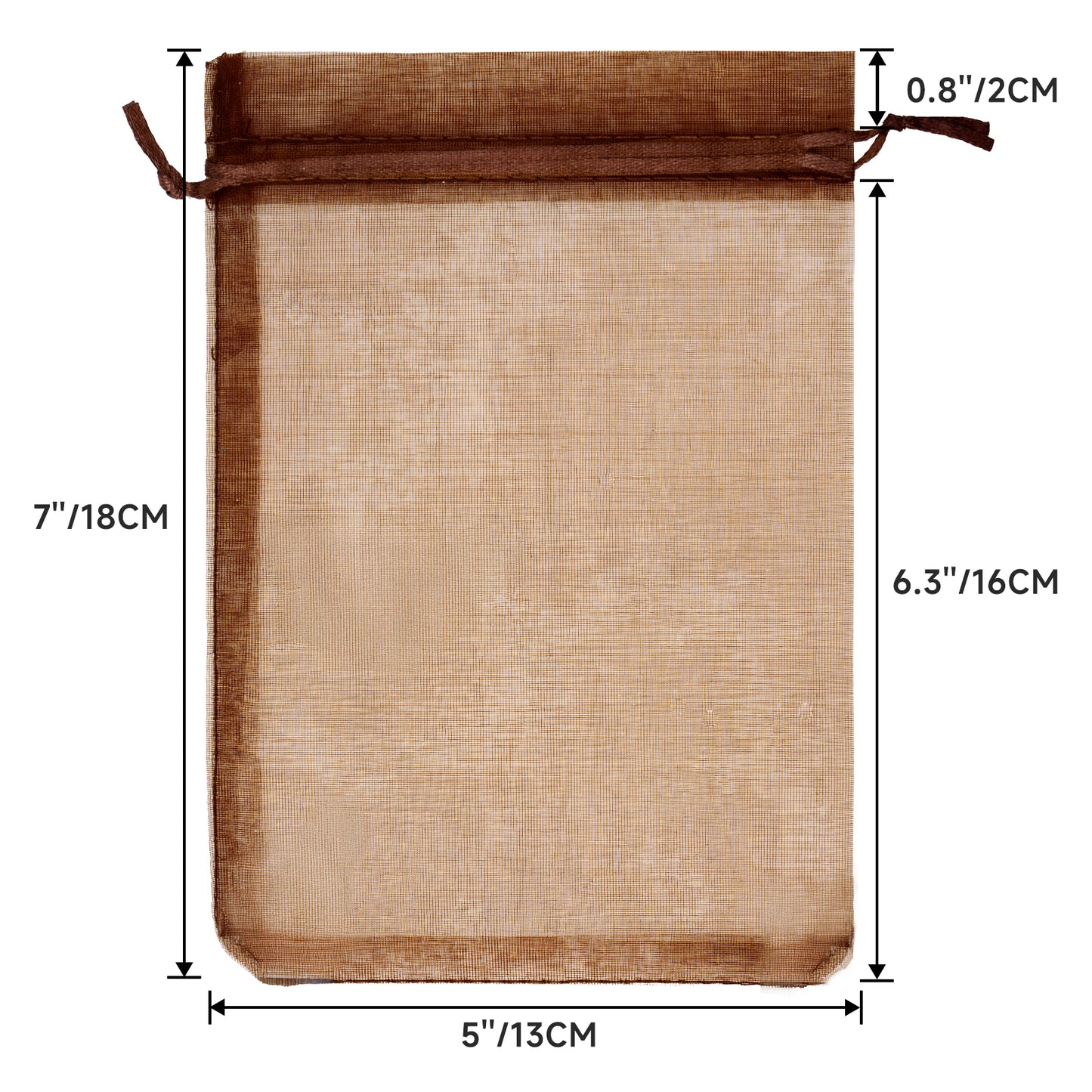 G2PLUS 25PCS Brown Organza Bags 5x7 inches - Sheer Mesh Jewelry Pouches, Organza Gift Bags with Drawstring for Candy, Jewelry, Wedding Party Favors