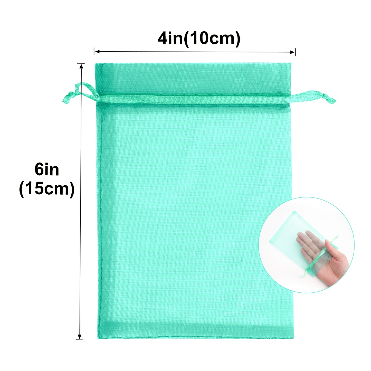 G2PLUS Drawstring Organza Bags 4x6 In - 100PCS Aqua Blue Organza Bags, Sheer Mesh Jewelry Pouches, Candy Gift Wrap Pouch for Christmas, Baby Shower, Birthday, Wedding Party Favors