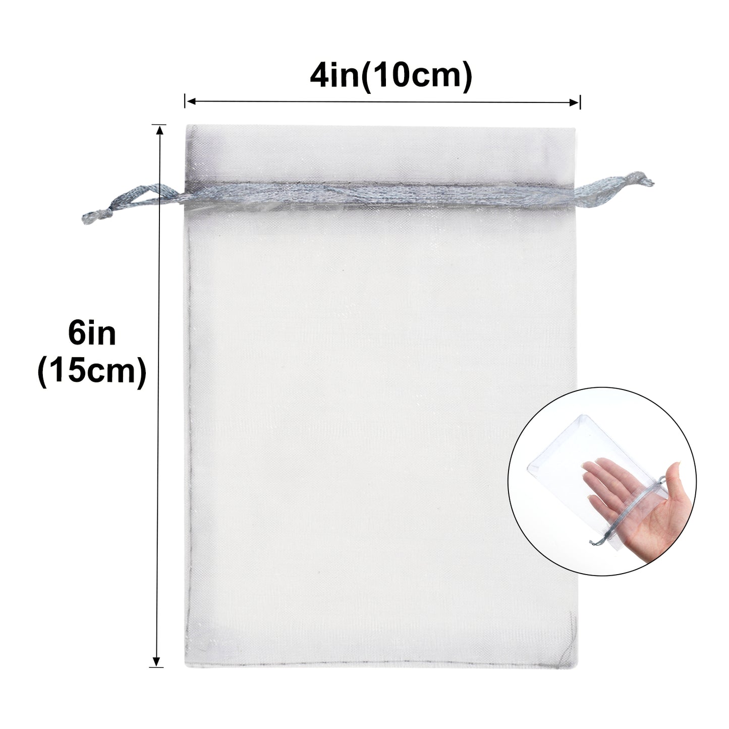 G2PLUS 100PCS Drawstring Organza Bags - Grey Organza Bags 4x6 In, Sheer Mesh Jewelry Pouches, Candy Gift Wrap Pouch for Christmas, Baby Shower, Birthday, Wedding Party Favors
