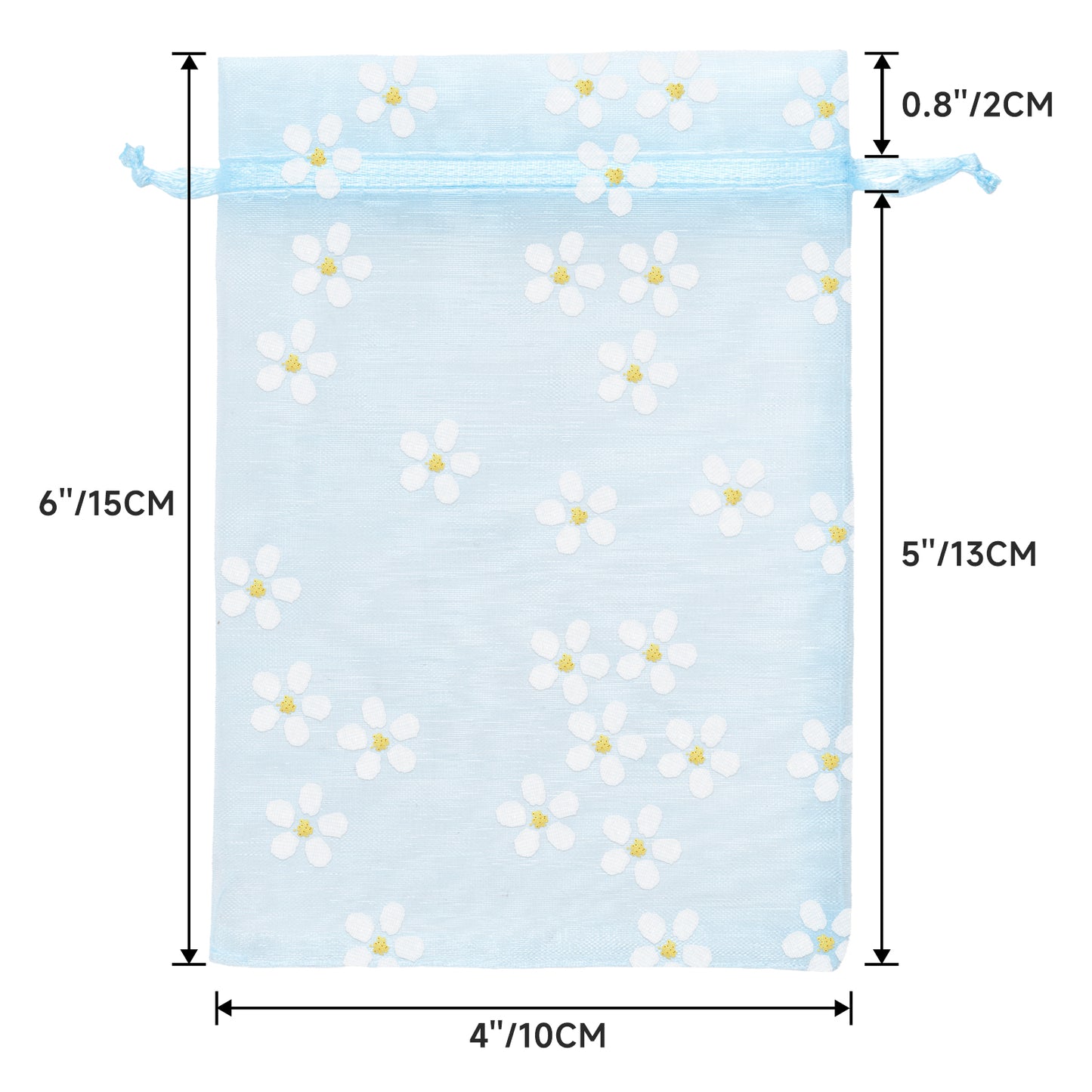 G2PLUS 30Pcs Blue Organza Bags - 4x6 In Sheer Mesh Jewelry Pouches, Daisy Drawstring Organza Bags for Baby Shower, Birdal Shower, Wedding Party Favors