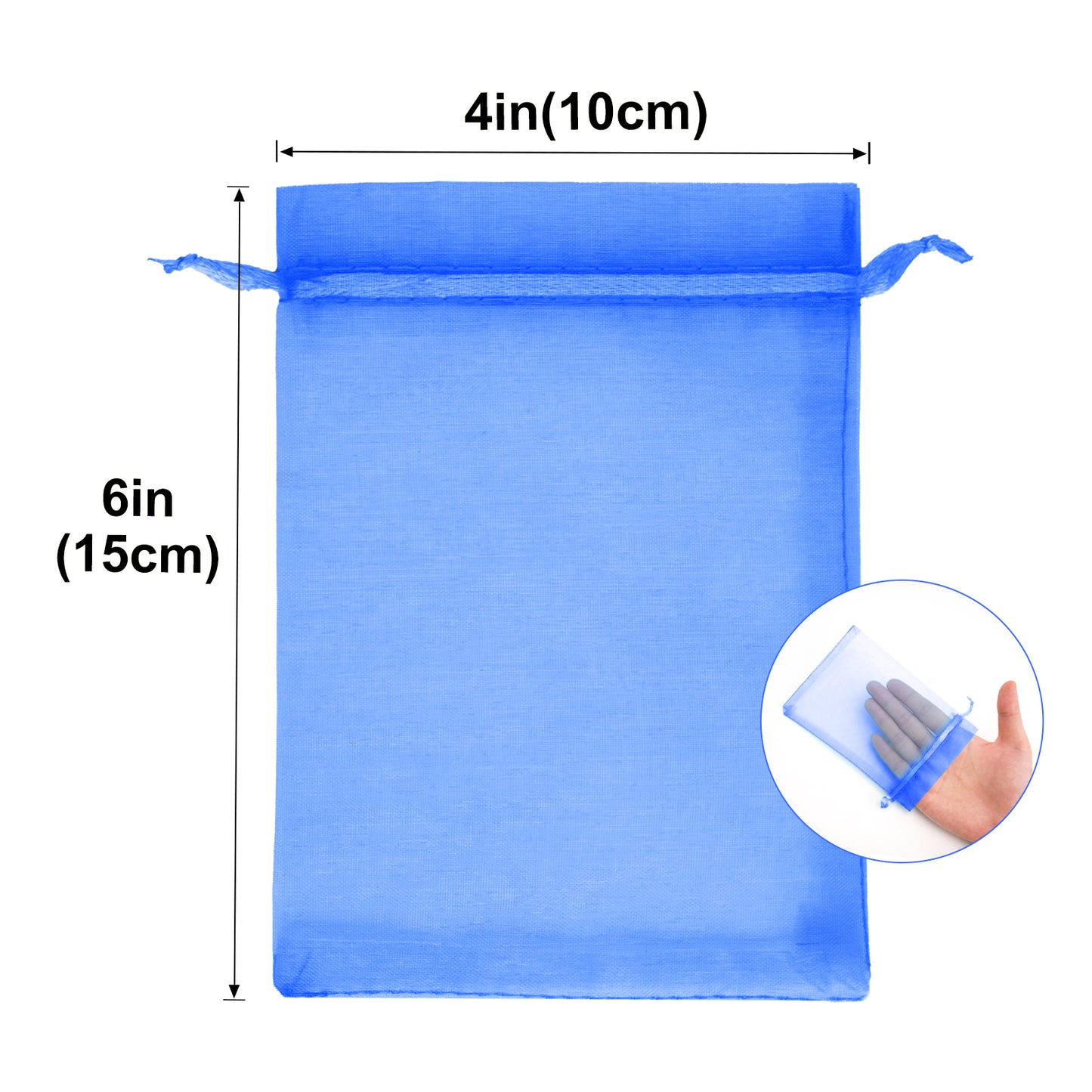 G2PLUS Royal Blue Organza Bags 4x6 In - 100PCS Drawstring Organza Bags, Sheer Mesh Jewelry Pouches, Candy Gift Wrap Pouch for Christmas, Baby Shower, Birthday, Wedding Party Favors
