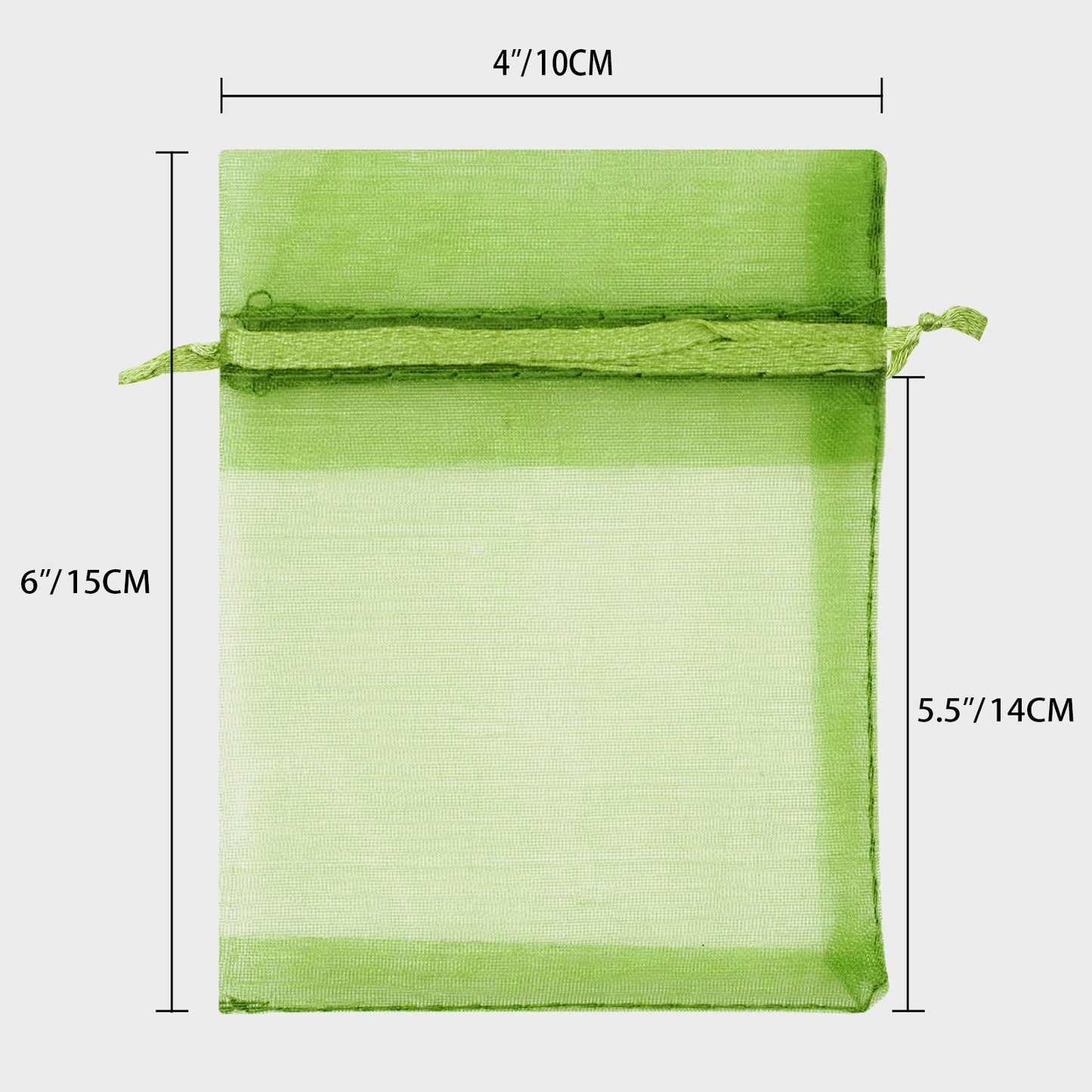 G2PLUS Organza Bags, 100PCS Green Organza Gift Bags, Jewelry Pouches Drawstring Bags 4x6, Sheer Mesh Organza Bags for Candy, Jewelry, Treats, Fruits, Wedding, Christmas Party Favors