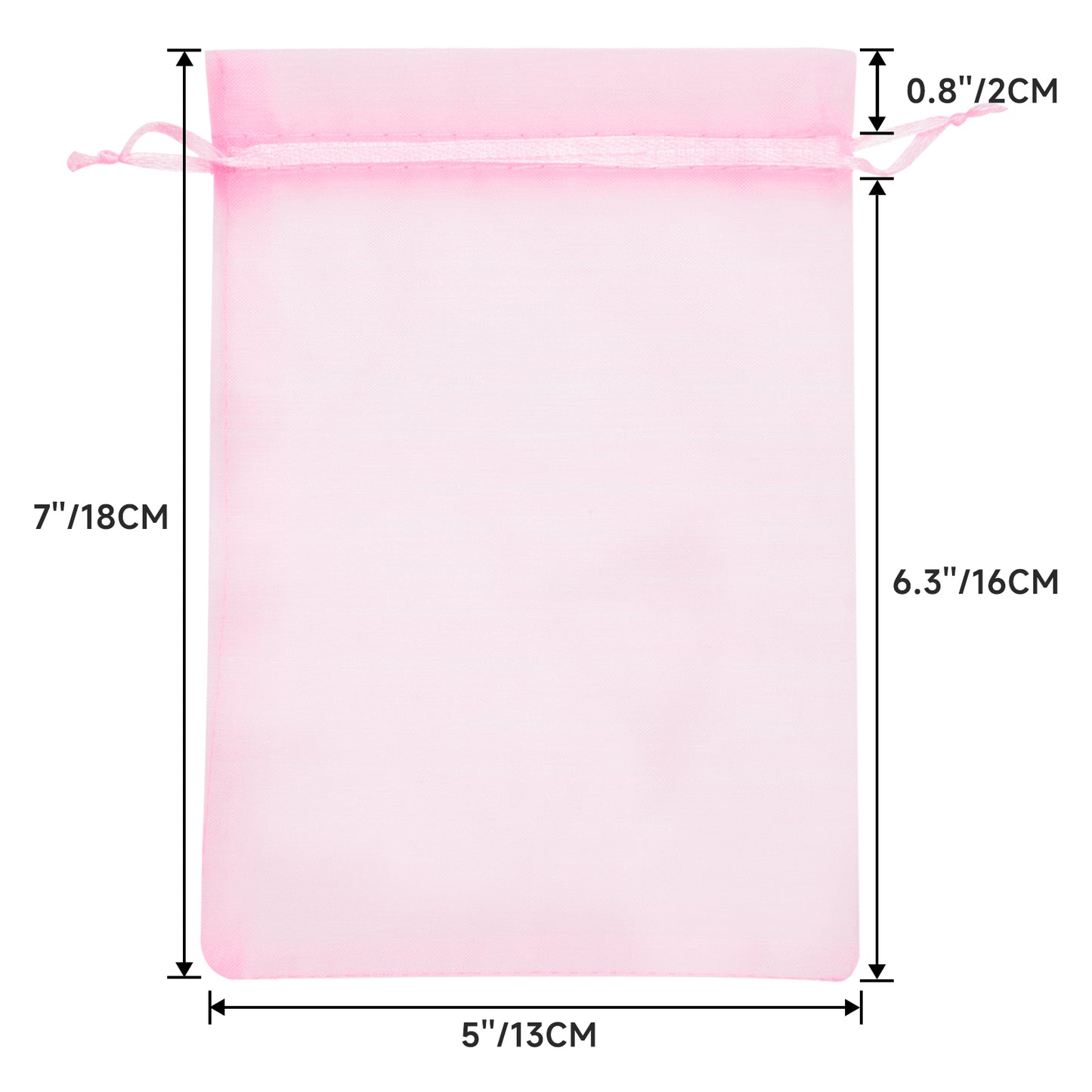G2PLUS 25PCS Pink Drawstring Organza Bags 5x7 inches, Sheer Mesh Jewelry Pouches, Organza Gift Bags for Candy, Jewelry, Wedding Party Favors