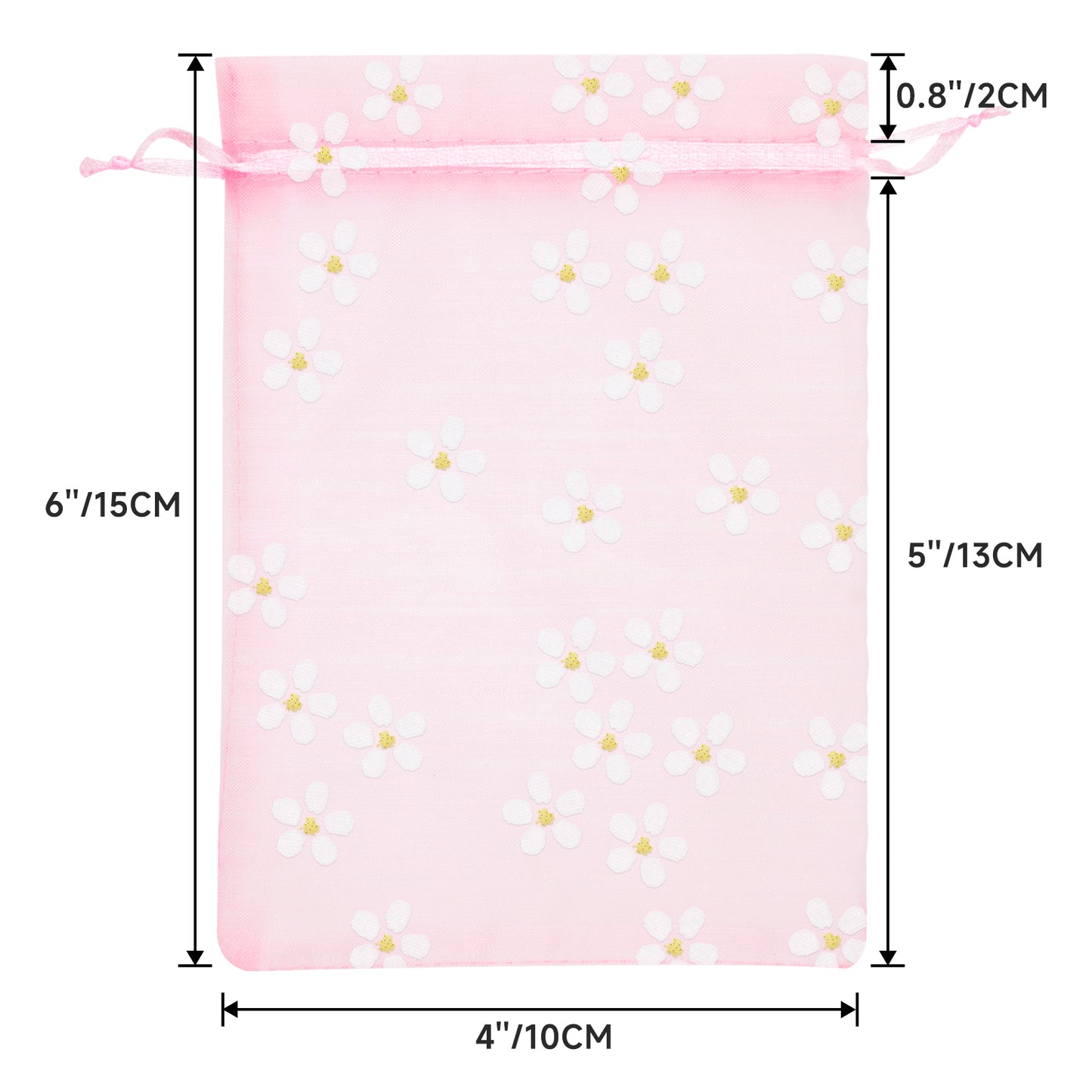 G2PLUS 30Pcs Pink Organza Bags - 4x6 In Sheer Mesh Jewelry Pouches, Daisy Drawstring Organza Bags for Wedding, Baby Shower, Party Favors, Christmas