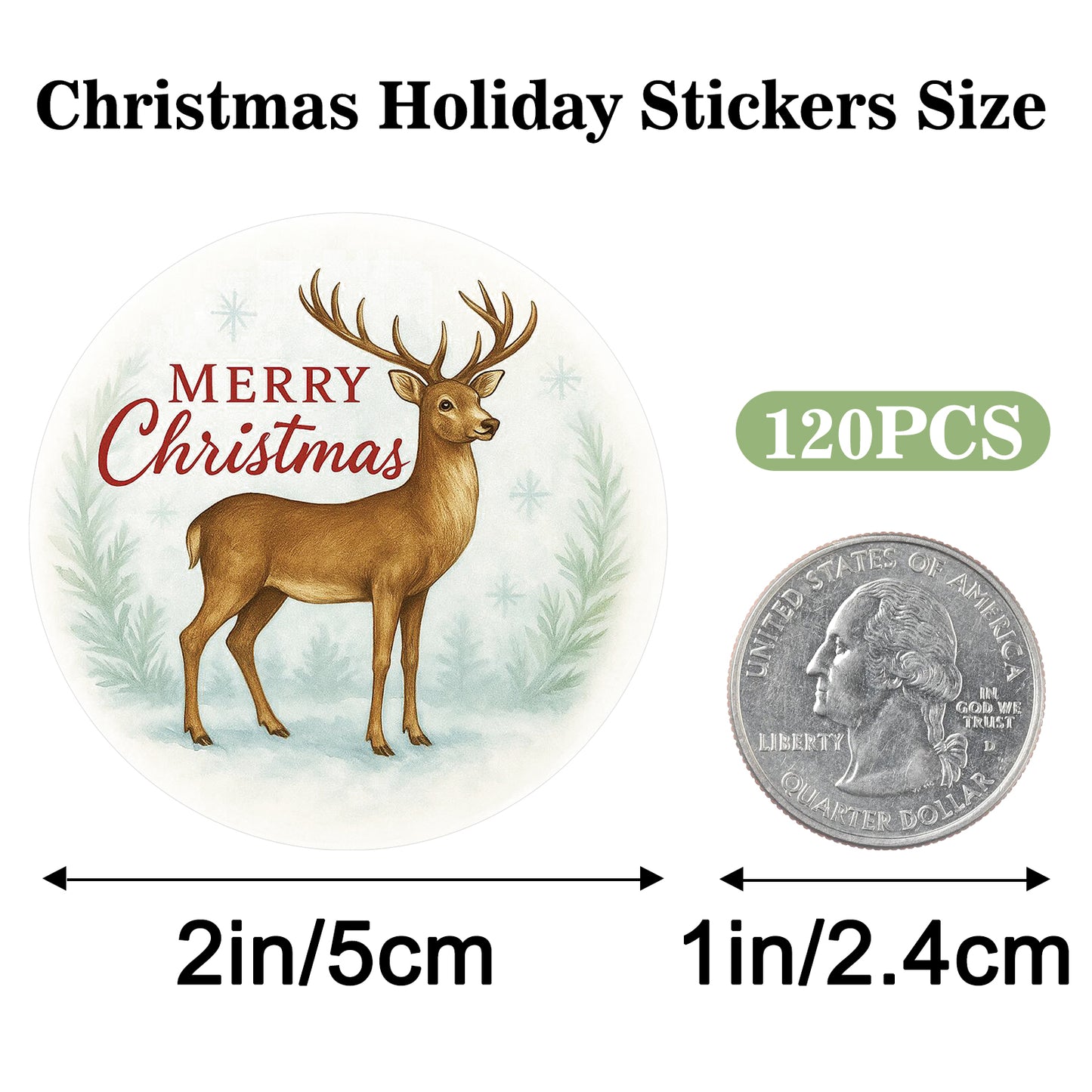 G2PLUS 120Pcs Christmas Stickers, 2'' Round Merry Christmas Stickers 6 Designs Xmas Happy Holiday Labels for Gift Wrapping, Party Favors, Treat Bags, Cards, Small Business Packaging